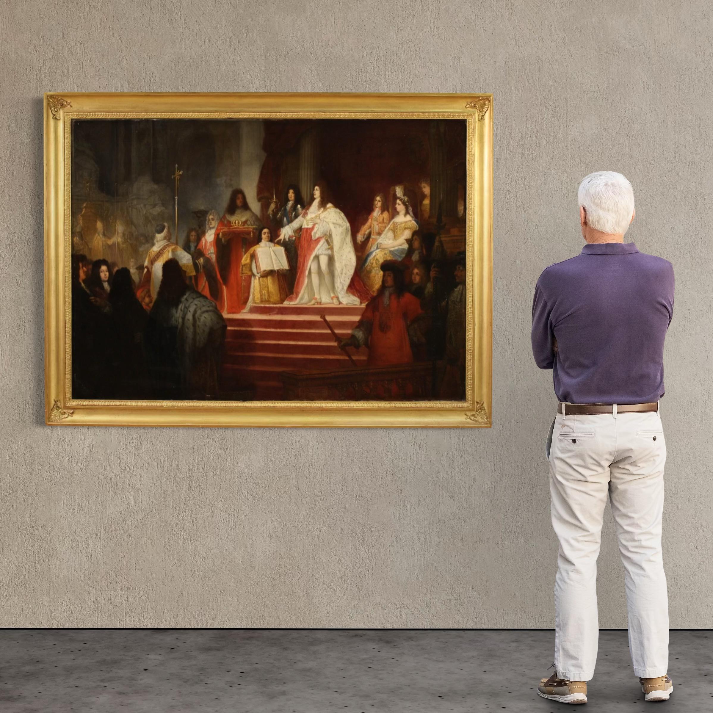 19. Jahrhundert Öl auf Leinwand Gemälde Krönung von Victor Amadeus II, 1866 (Black), Figurative Painting, von Edouard Jean Conrad Hamman