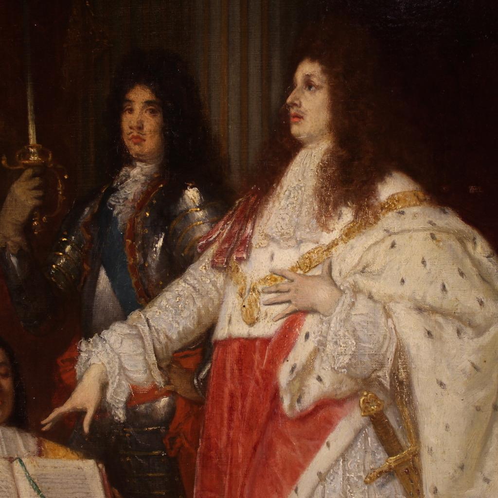 19. Jahrhundert Öl auf Leinwand Gemälde Krönung von Victor Amadeus II, 1866 im Angebot 2