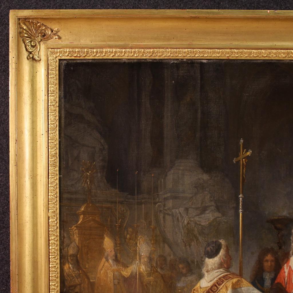 19. Jahrhundert Öl auf Leinwand Gemälde Krönung von Victor Amadeus II, 1866 im Angebot 4