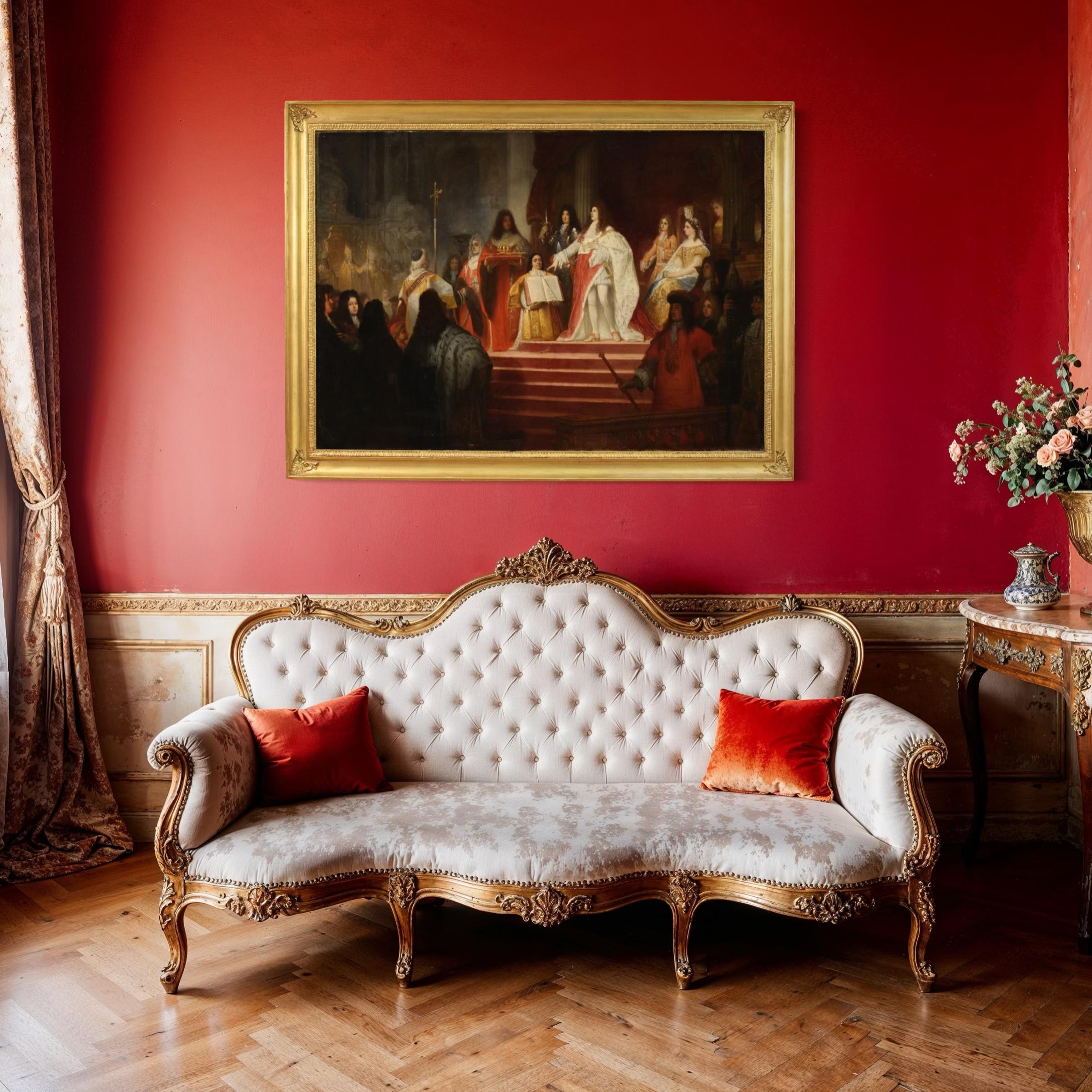19. Jahrhundert Öl auf Leinwand Gemälde Krönung von Victor Amadeus II, 1866 im Angebot 5