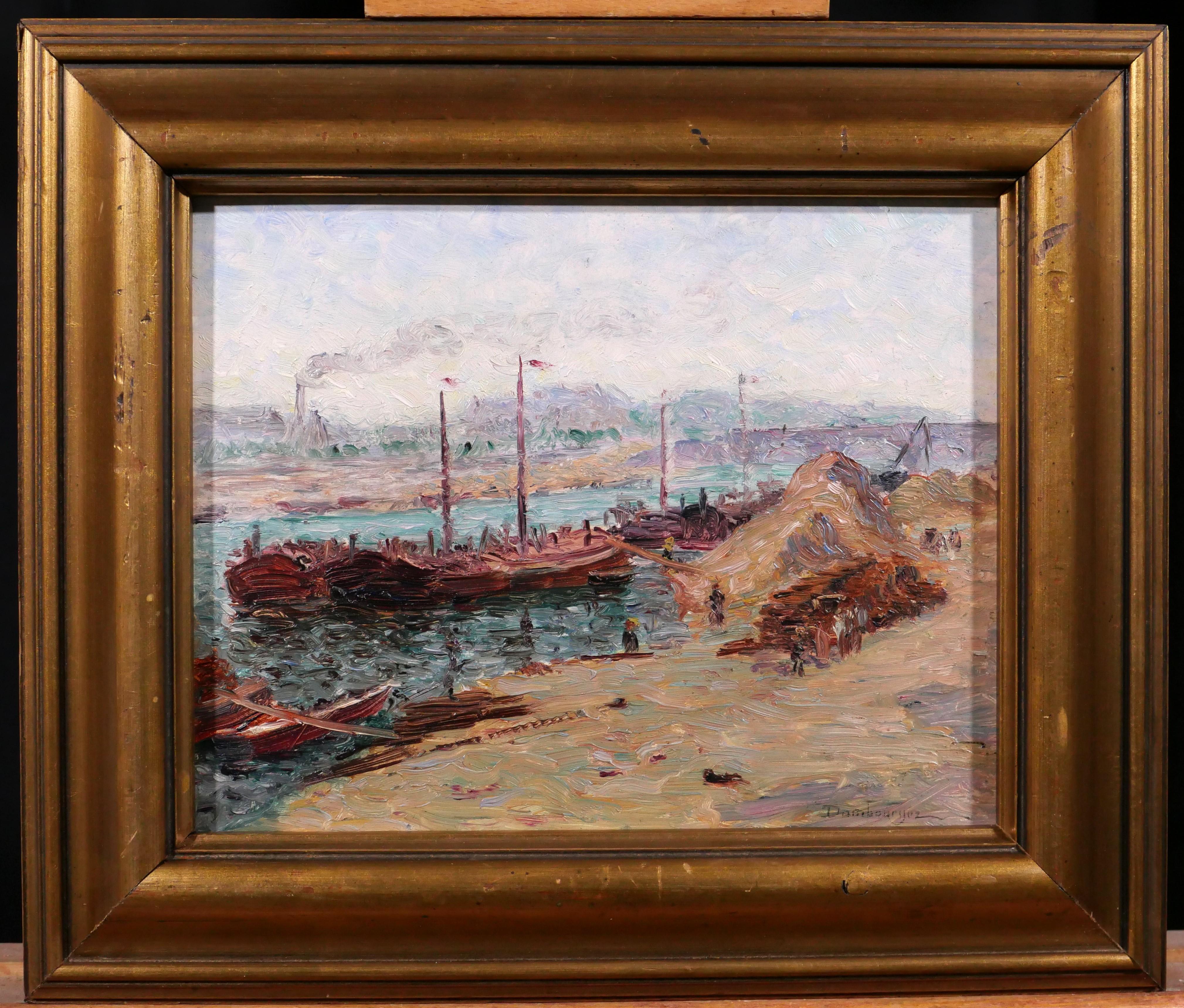 Paris, the docks of Bercy - Painting by Edouard Jean DAMBOURGEZ