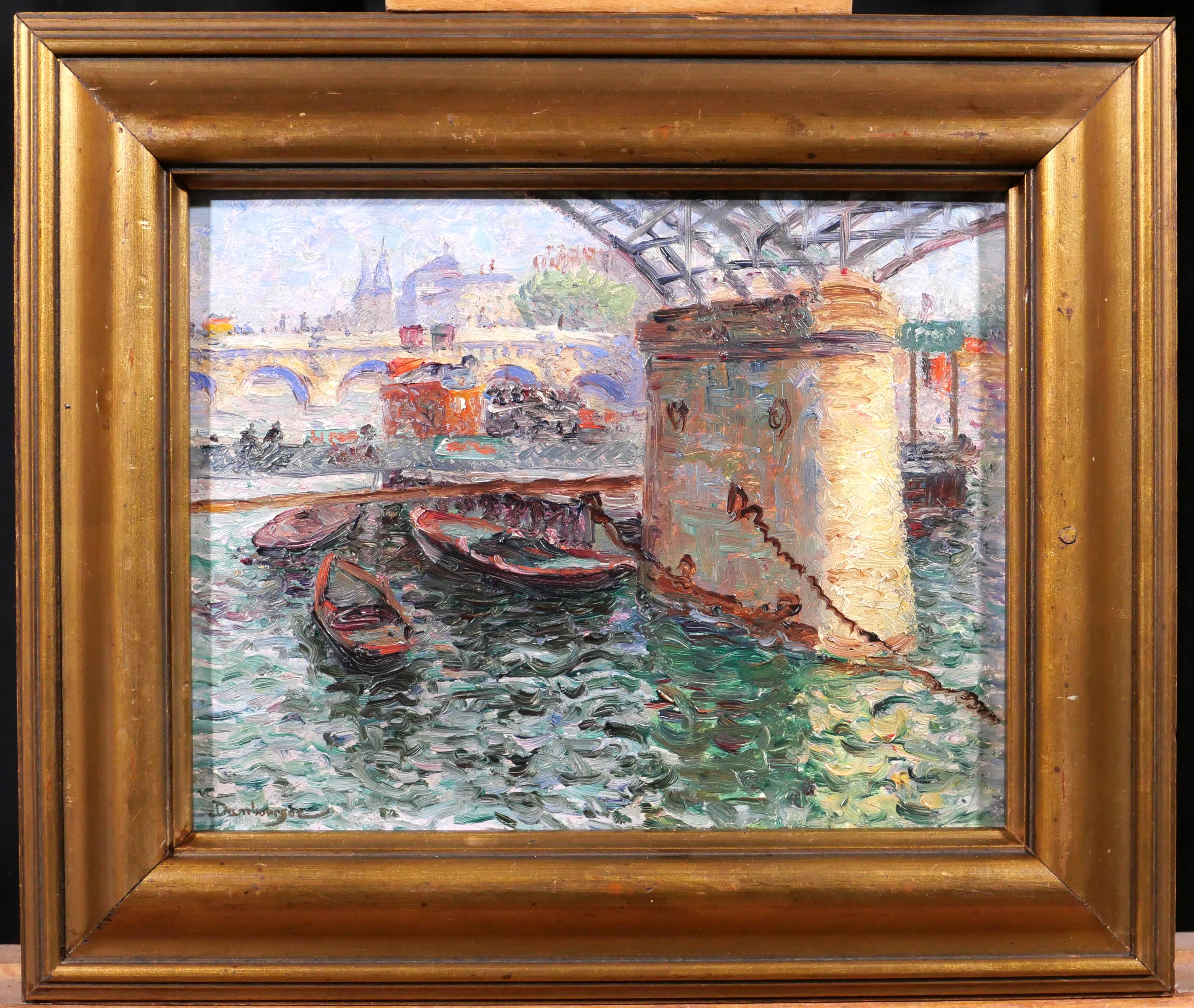 Paris, the Seine under the arts bridge - Painting by Edouard Jean DAMBOURGEZ