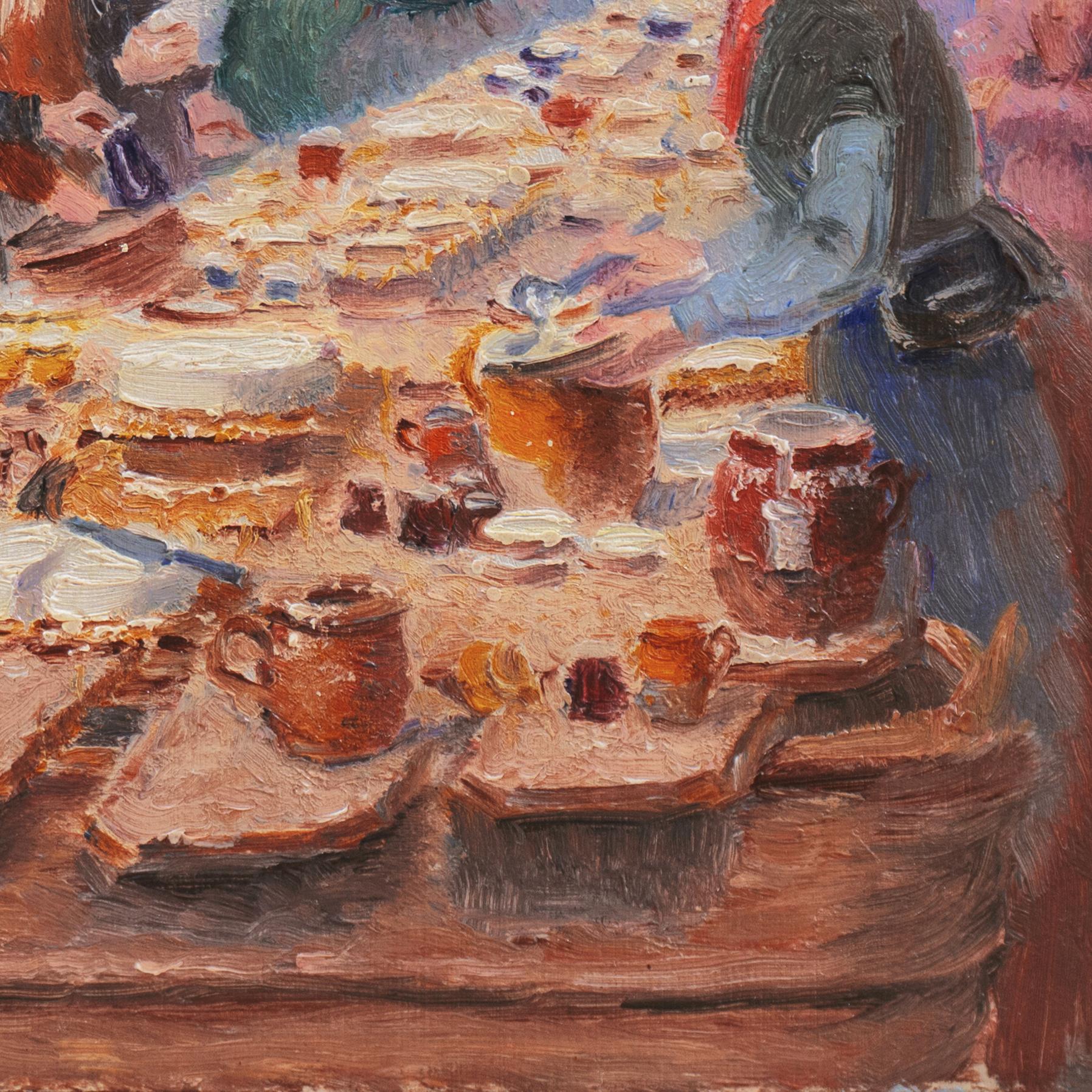 'The Cheese Market, Les Halles', Paris, Salon d'Automne, Salon des Independants - Brown Figurative Painting by Edouard-Jean Dambourgez