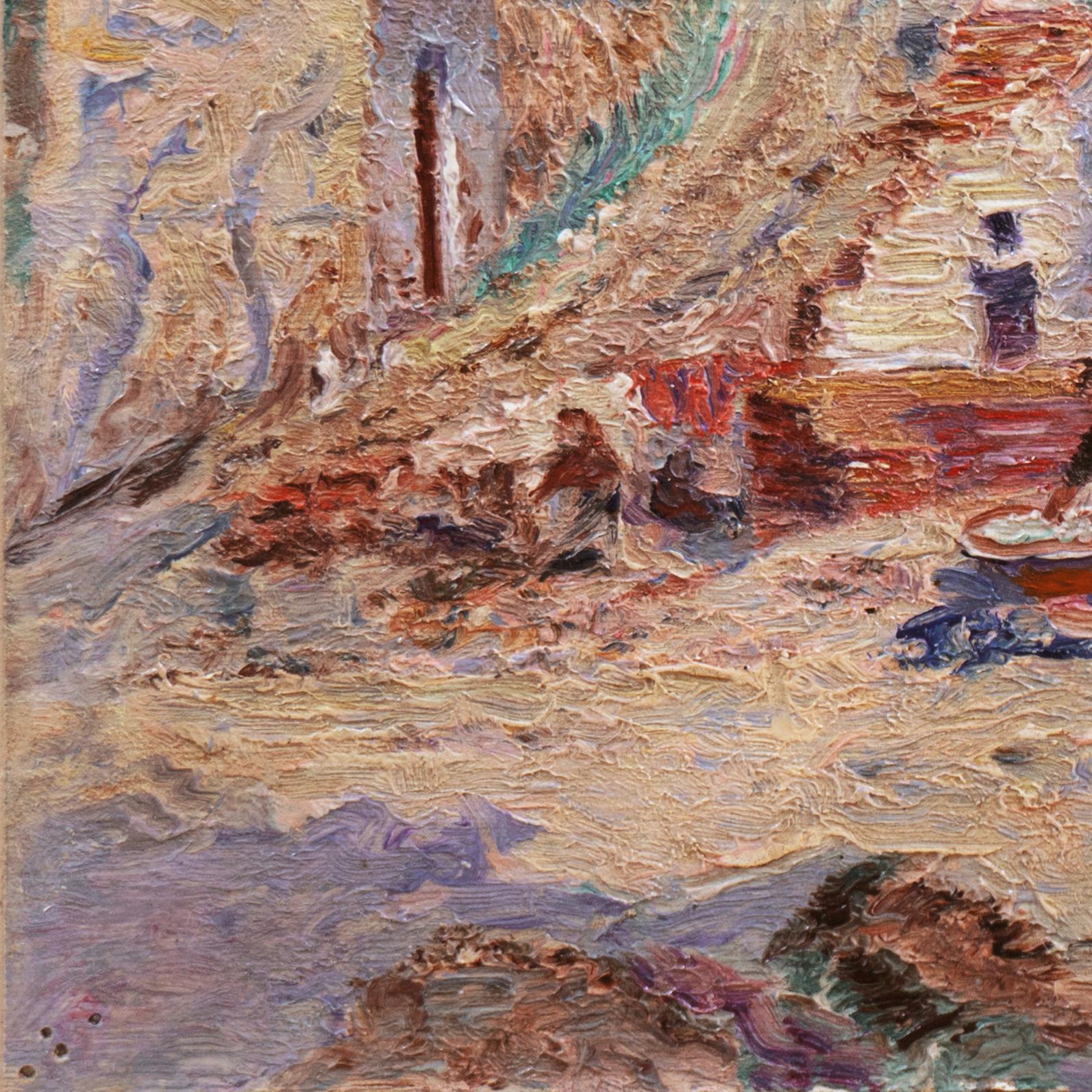 'Gypsy Caves, Grenada', Paris, Salon d'Automne, Salon des Independants, Benezit - Impressionist Painting by Edouard-Jean Dambourgez