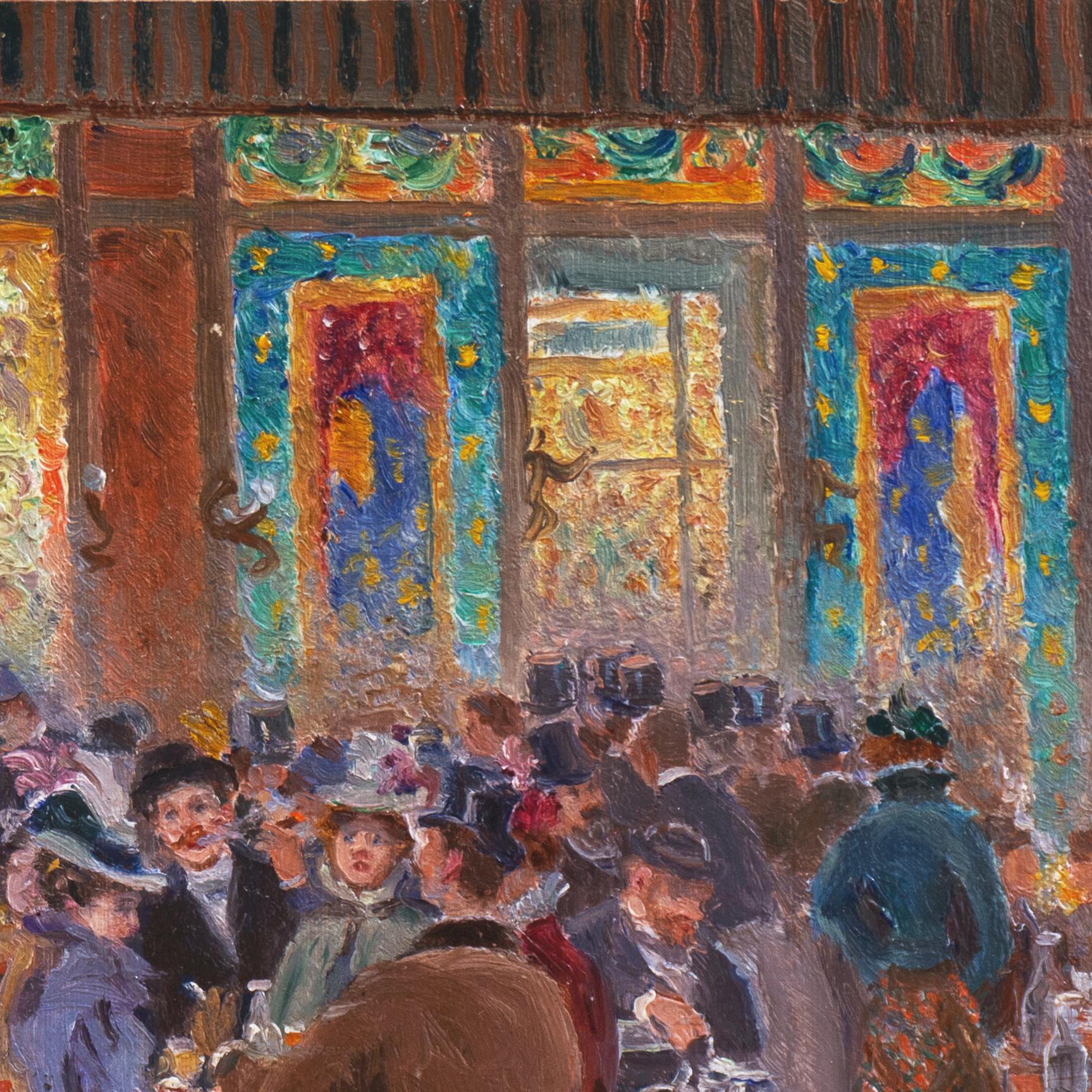 « La Taverne Pausset, Paris, Salon d'automne, Salon des Indépendants, Bénézit - Impressionnisme Painting par Edouard-Jean Dambourgez