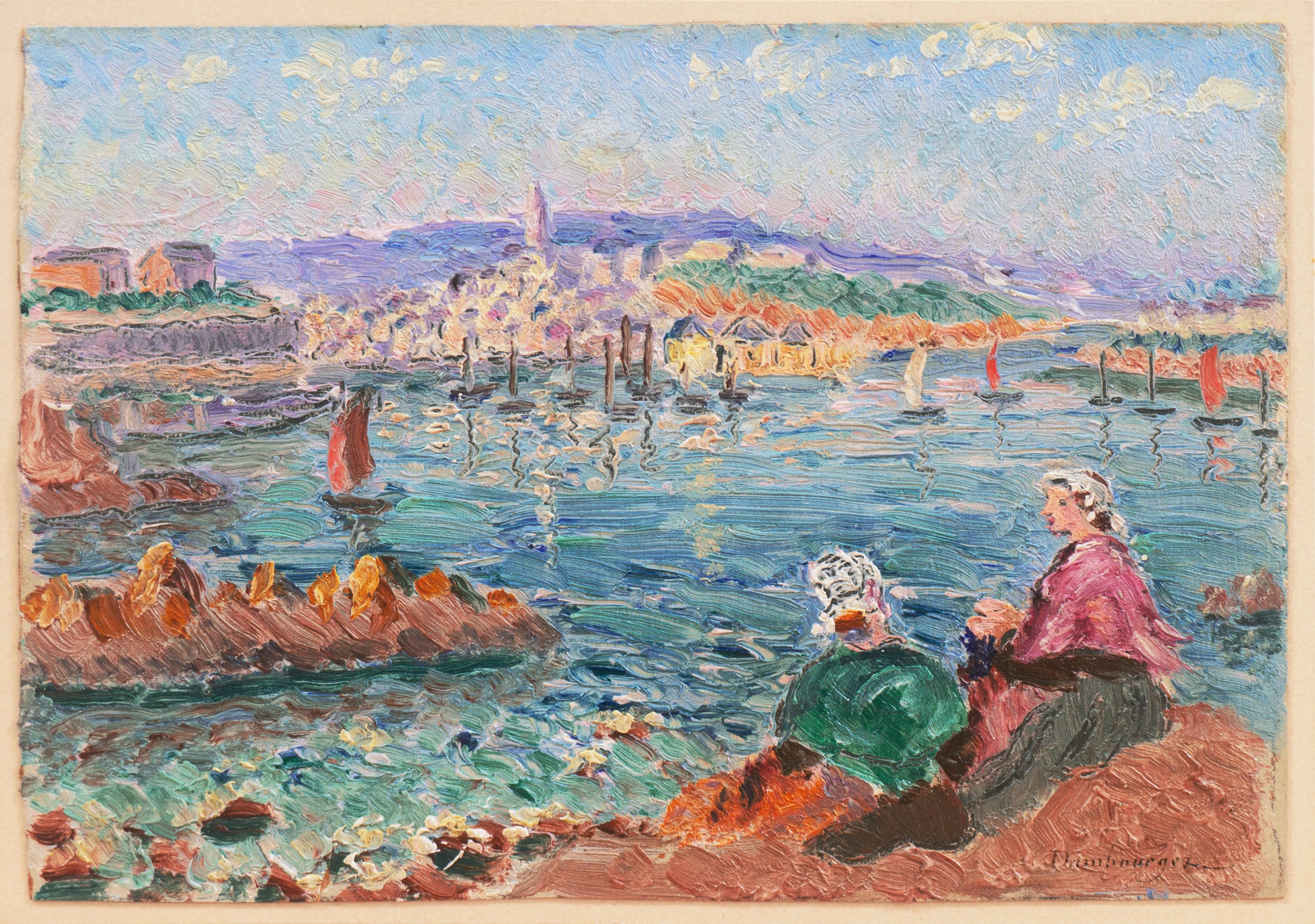 'Picnic on the Coast', Paris, Salon d'Automne, Salon des Independants, Benezit - Painting by Edouard-Jean Dambourgez
