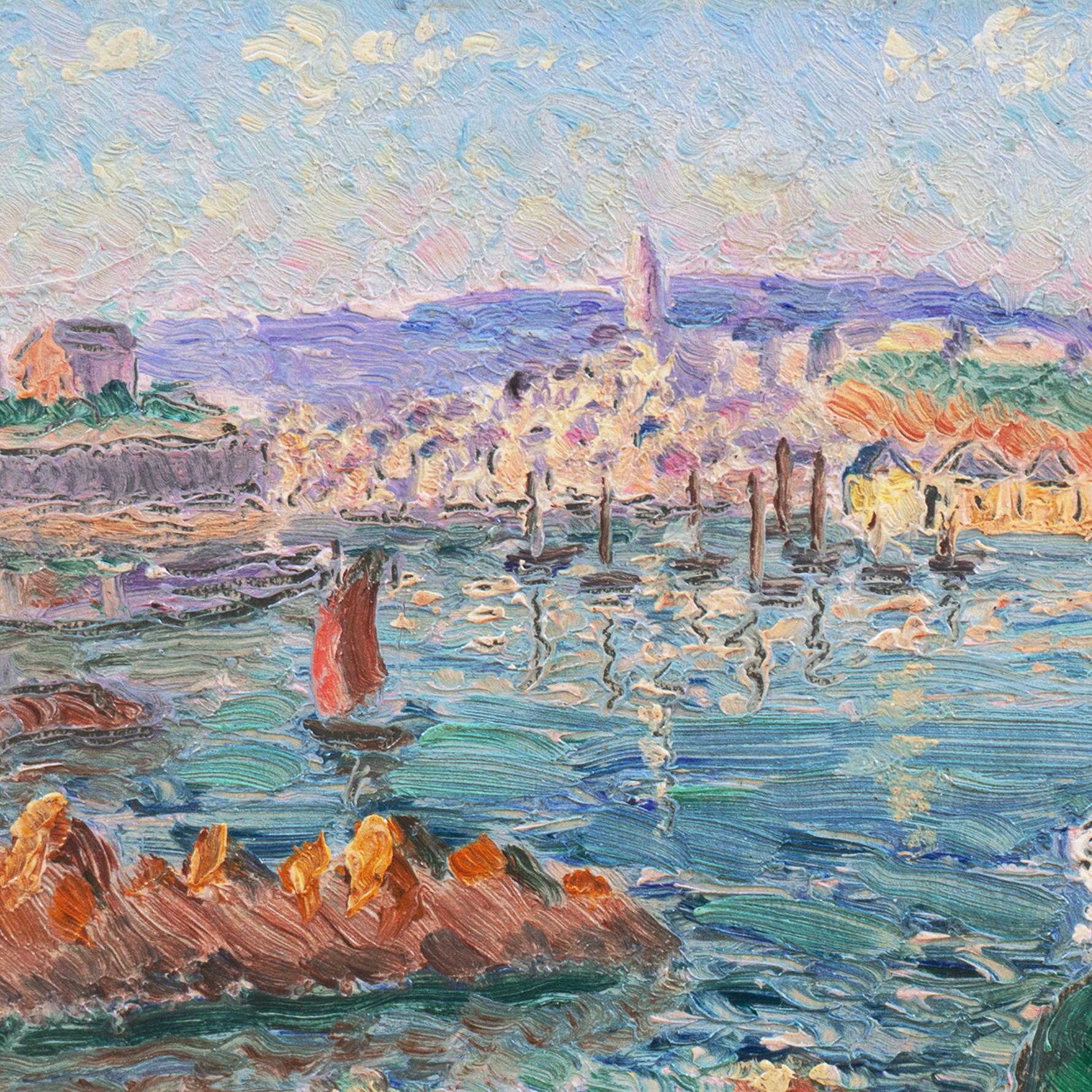 'Picnic on the Coast', Paris, Salon d'Automne, Salon des Independants, Benezit - Impressionist Painting by Edouard-Jean Dambourgez