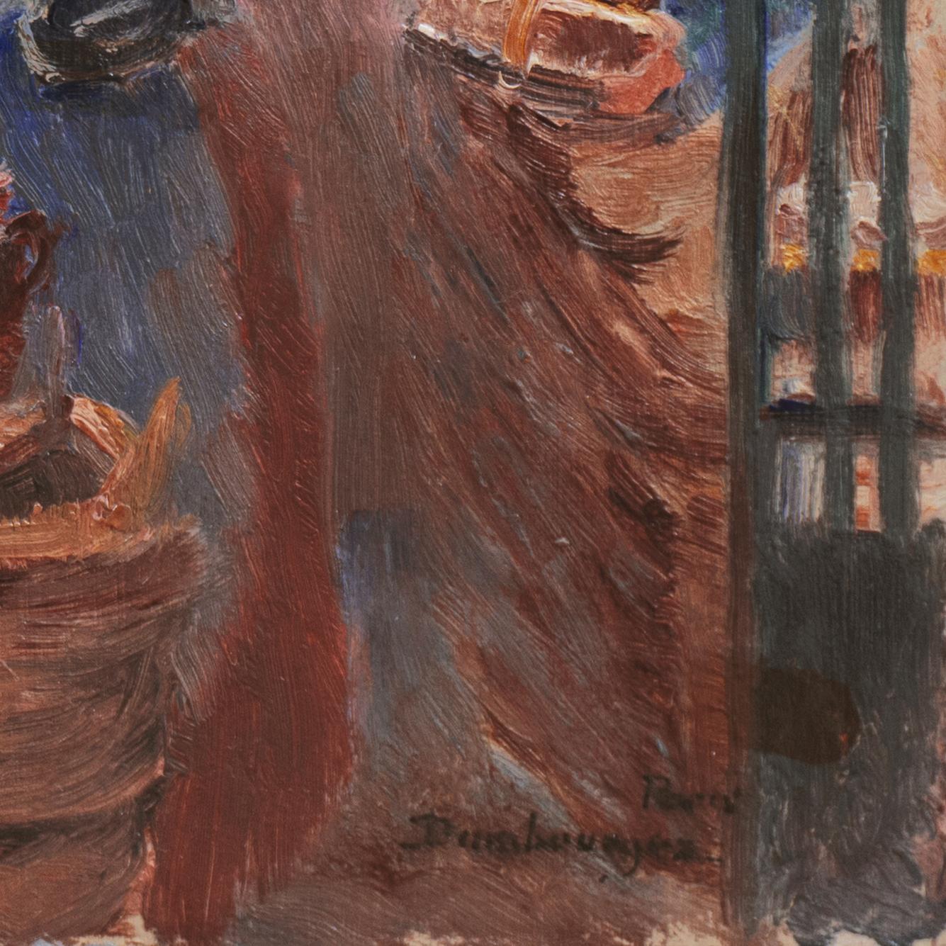 'The Cheese Market, Les Halles', Paris, Salon d'Automne, Salon des Independants - Painting by Edouard-Jean Dambourgez