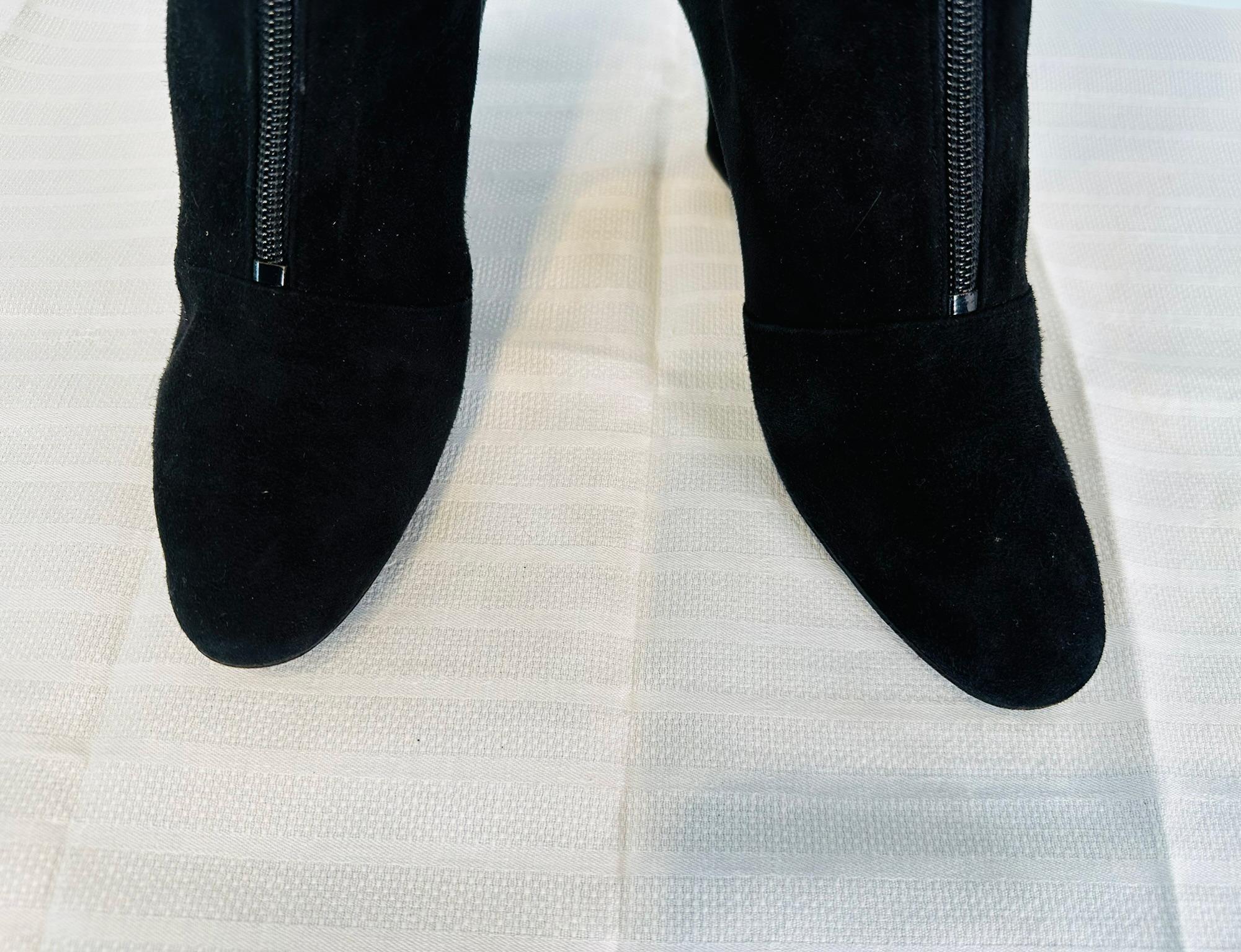 Edouard Jerrold 1960s Black Suede embroidered Tiger Zipper Front Boots 7 1/2B For Sale 8