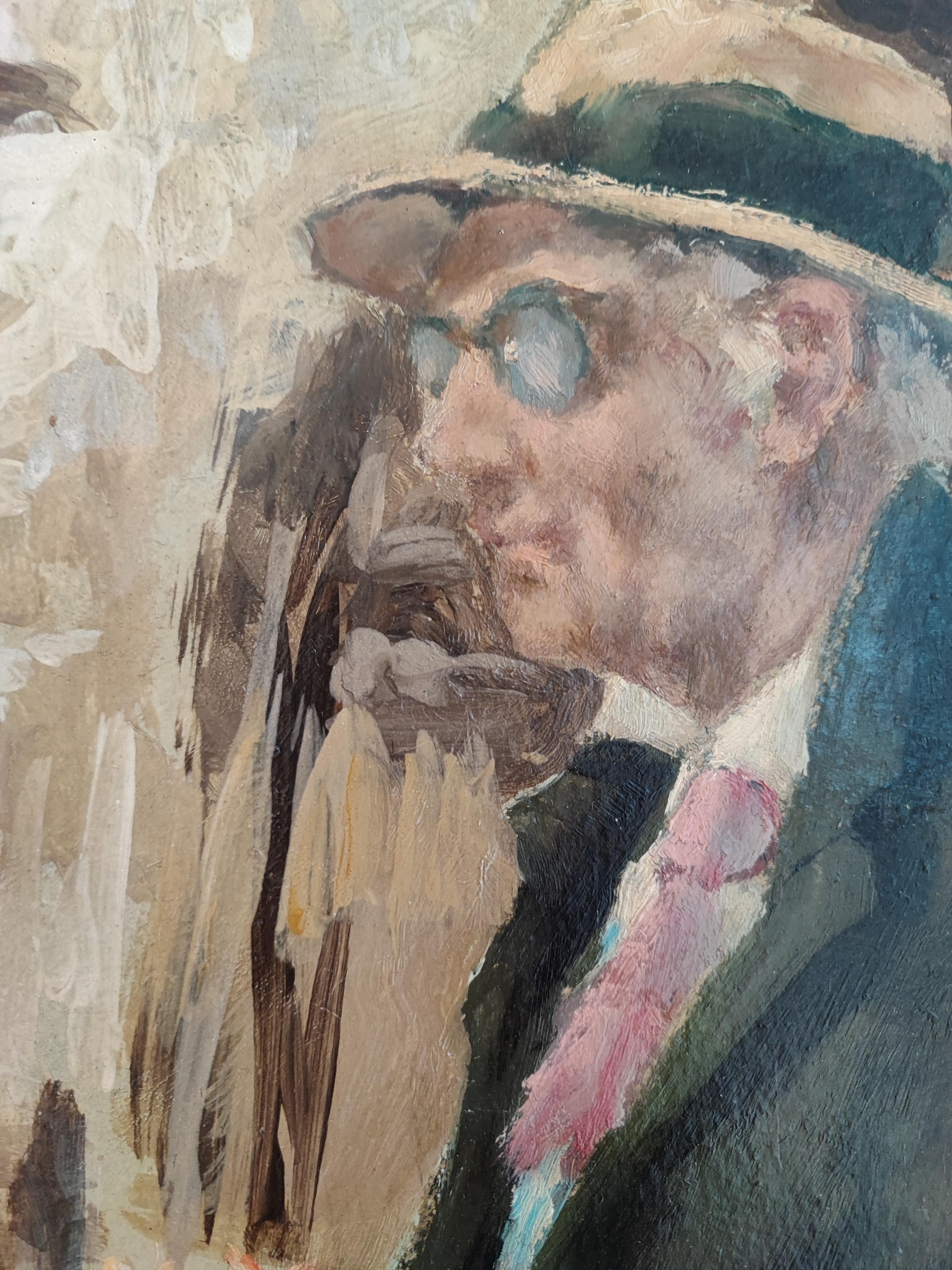 Öl auf Karton
Goldener Holzrahmen
81.5 x 53 x 6 cm