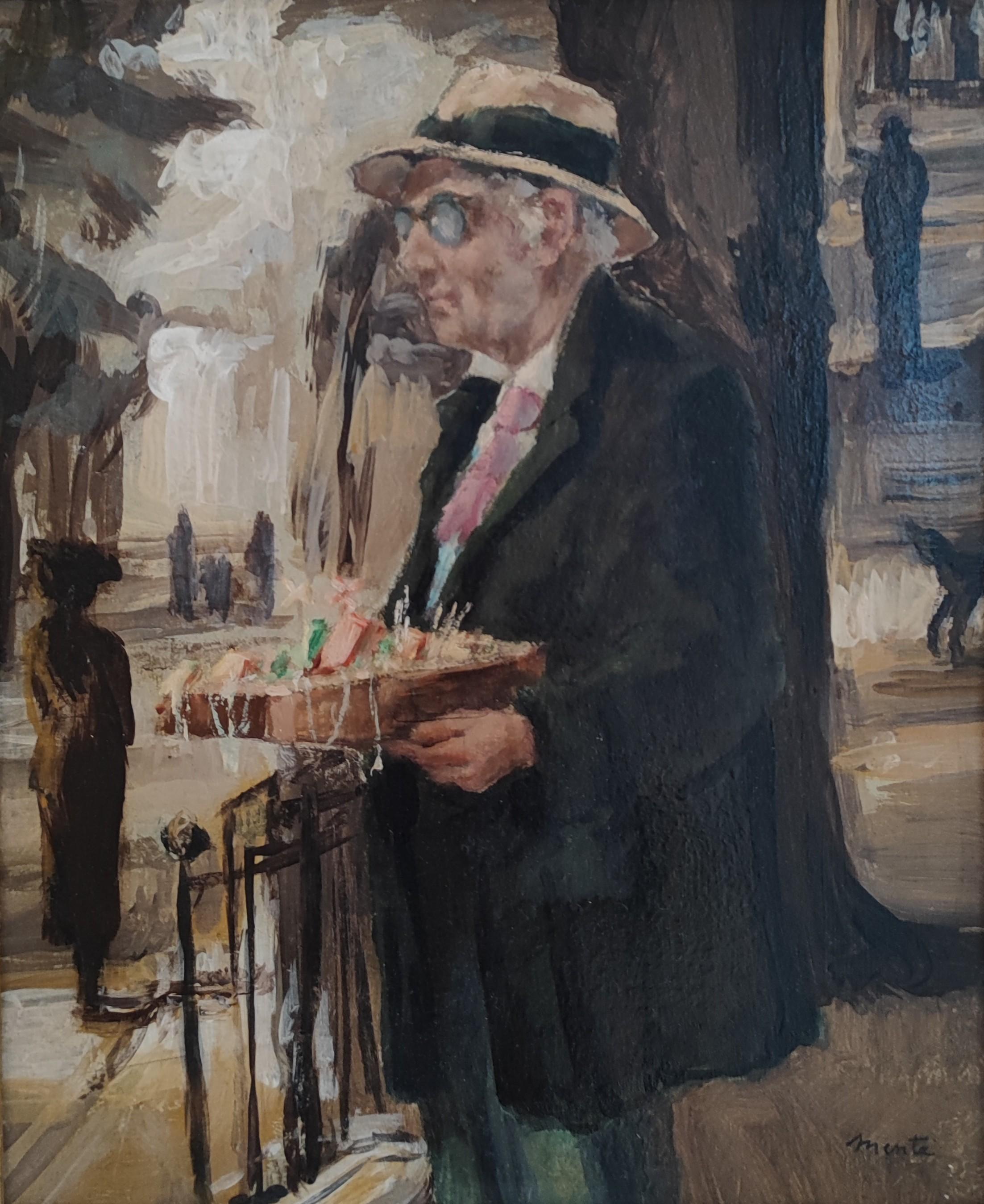 Edouard John Menta Figurative Painting - The street vendor