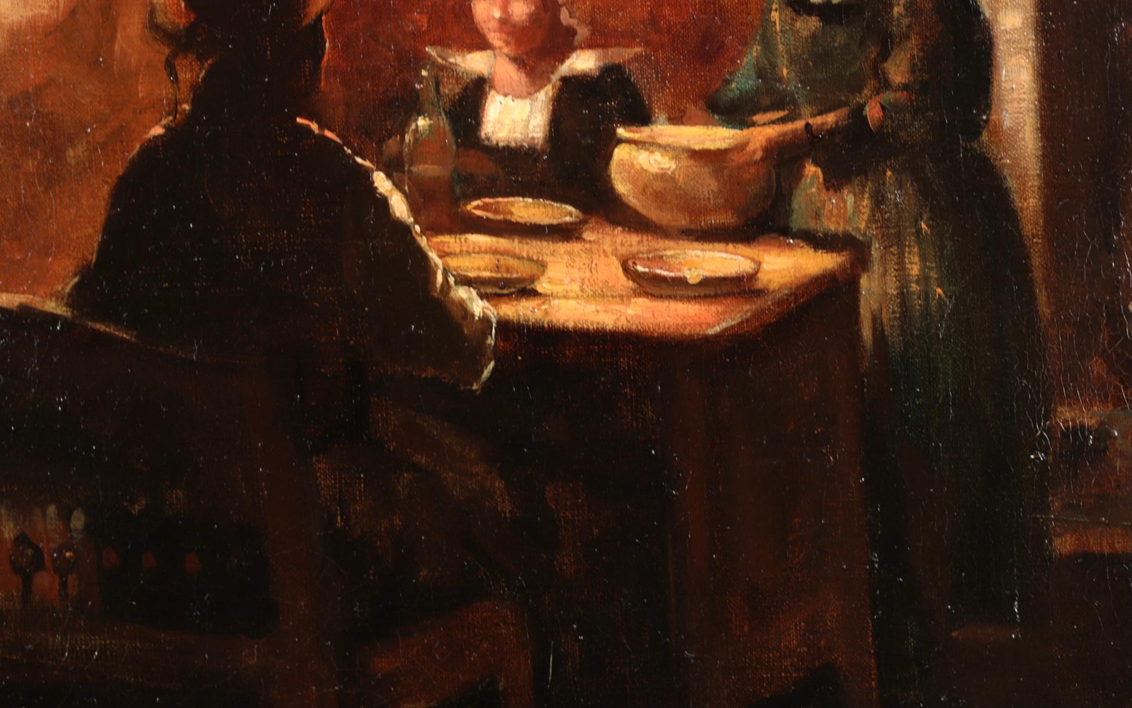Un intérieur breton - Peinture à l'huile impressionniste d'intérieur d'Edouard Cortes en vente 1