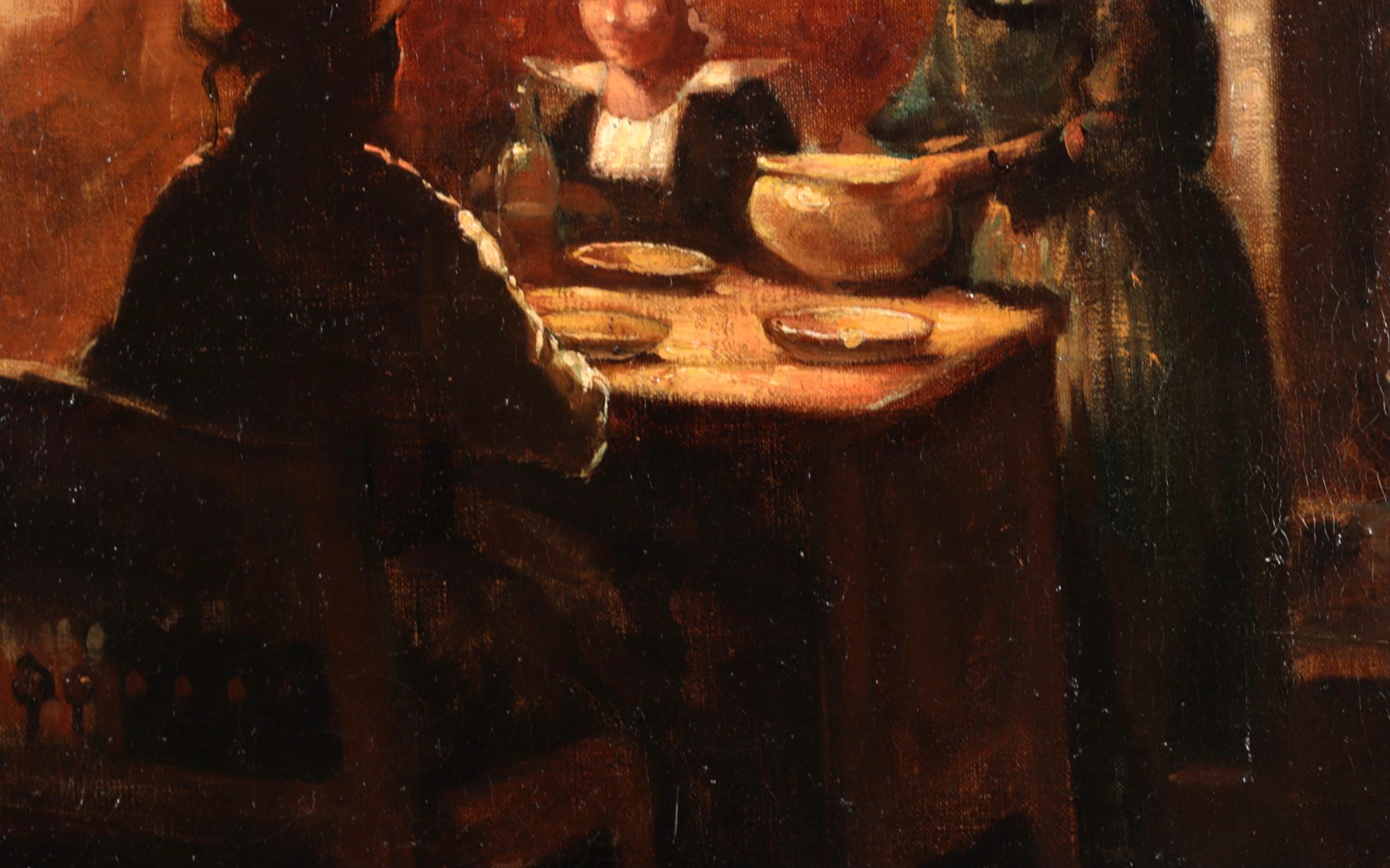 Ein bretonisches Interieur - Impressionistisches Interieur Ölgemälde von Edouard Cortes im Angebot 1