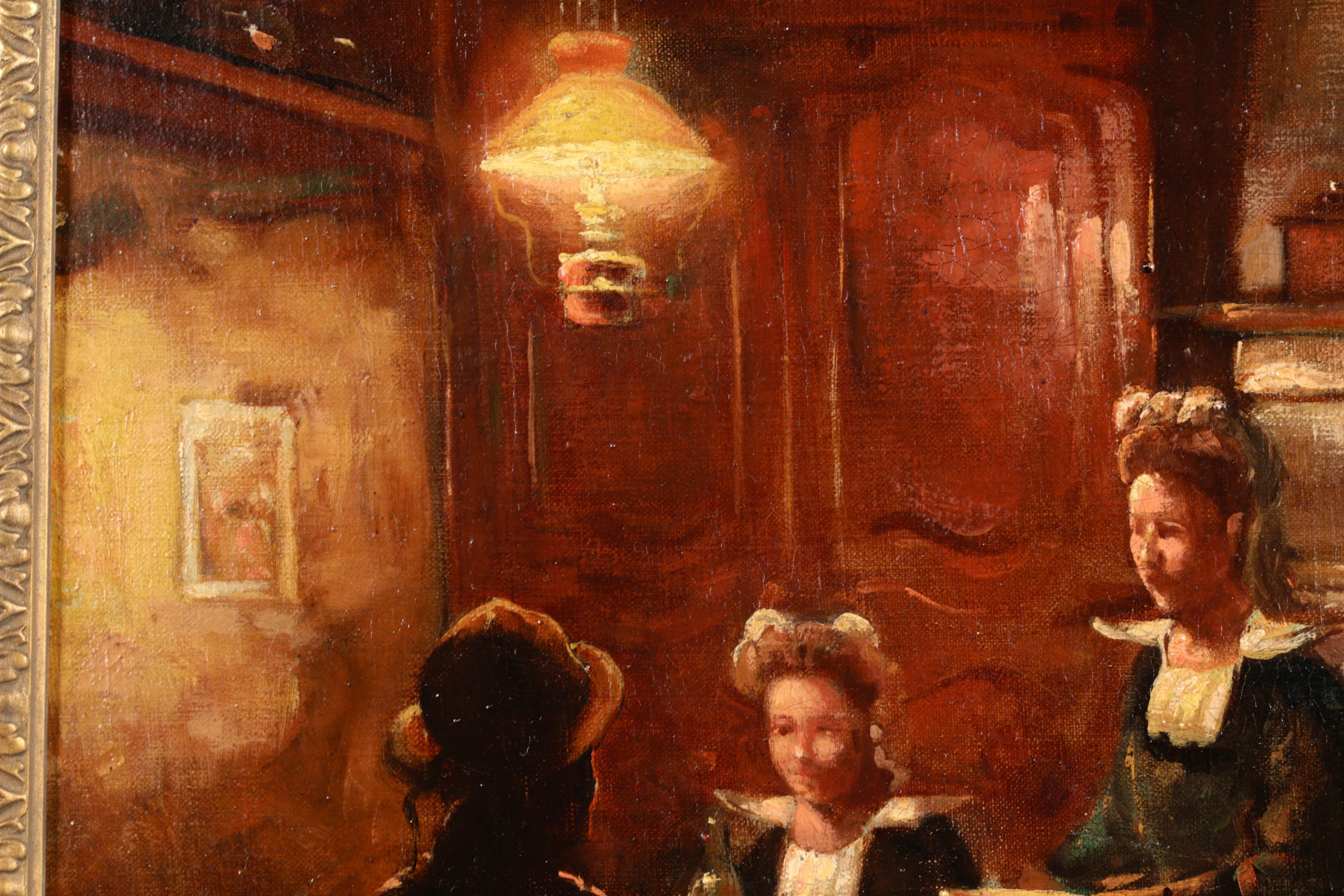Ein bretonisches Interieur - Impressionistisches Interieur Ölgemälde von Edouard Cortes im Angebot 3