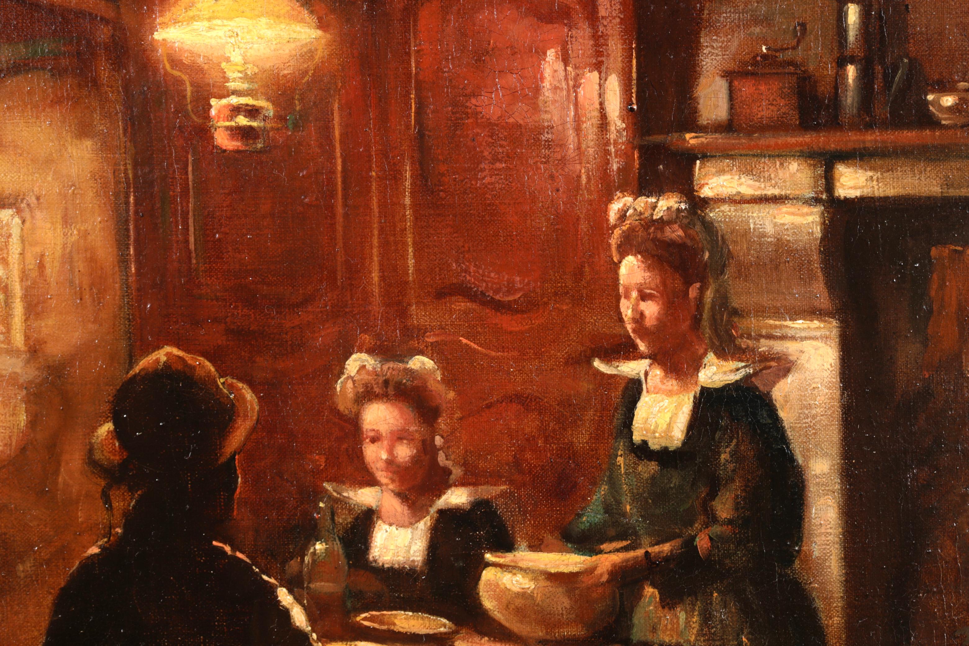 Ein bretonisches Interieur - Impressionistisches Interieur Ölgemälde von Edouard Cortes im Angebot 4