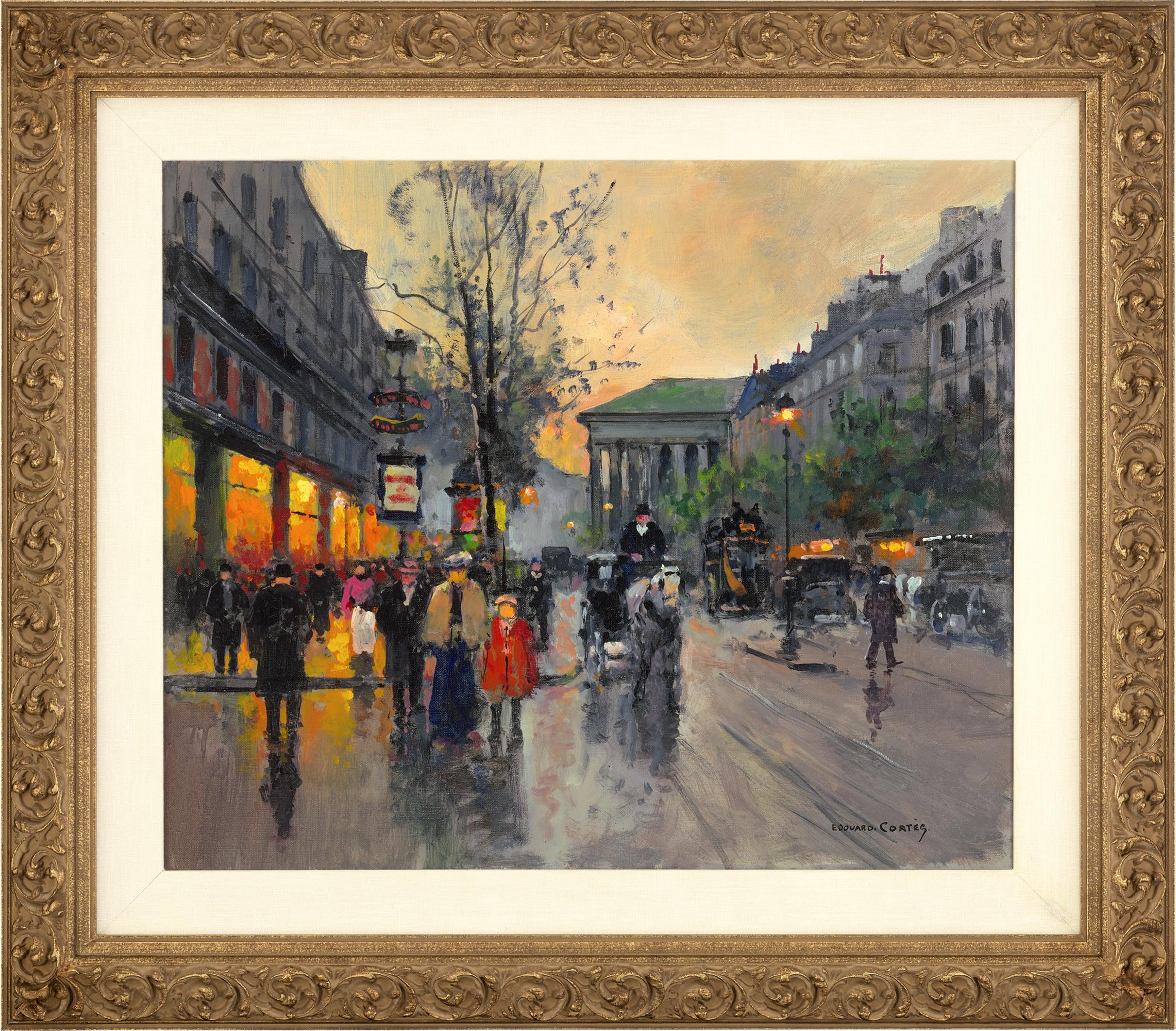 Boulevard De La Madeleine Par Edouard Léon Cortès - Post-impressionnisme Painting par Édouard Leon Cortès