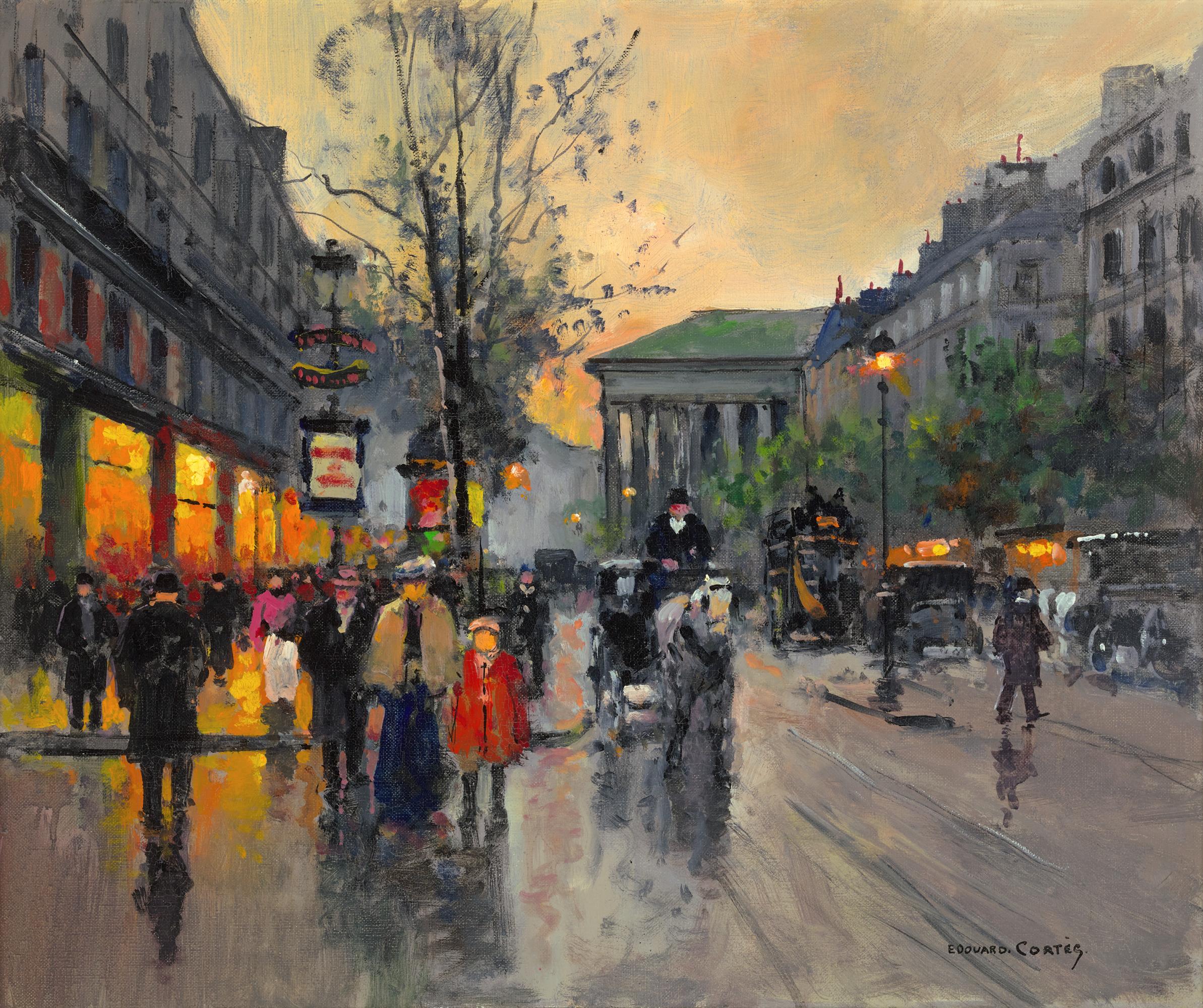 Boulevard De La Madeleine By Edouard Léon Cortès - Painting by Édouard Leon Cortès