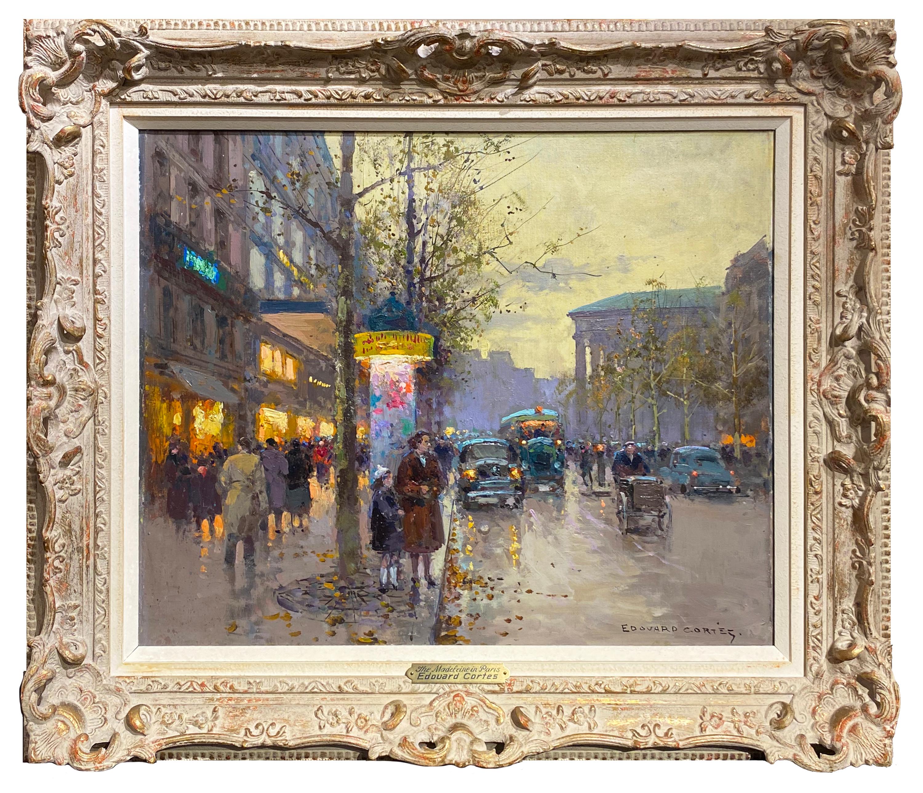 Boulevard des Capucines und Rue de Madelaine – Painting von Édouard Leon Cortès