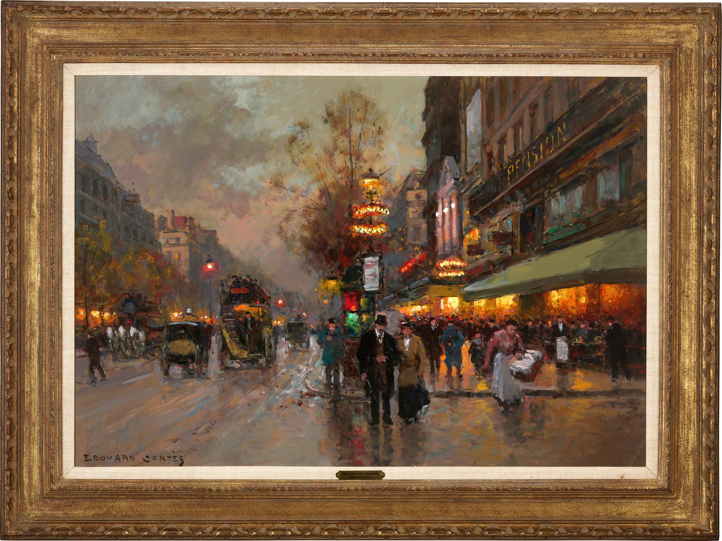 Boulevard Montmartre, Théâtre Des Variétés By Edouard Léon Cortès - Painting by Édouard Leon Cortès