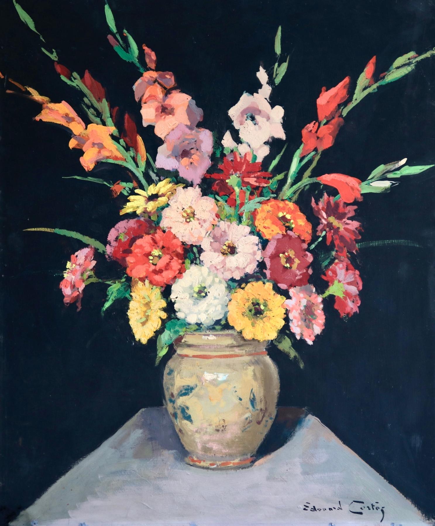 Édouard Leon Cortès Still-Life Painting - Bouquet de Fleurs - Impressionist Oil, Still Life of Flowers by Edouard Cortes
