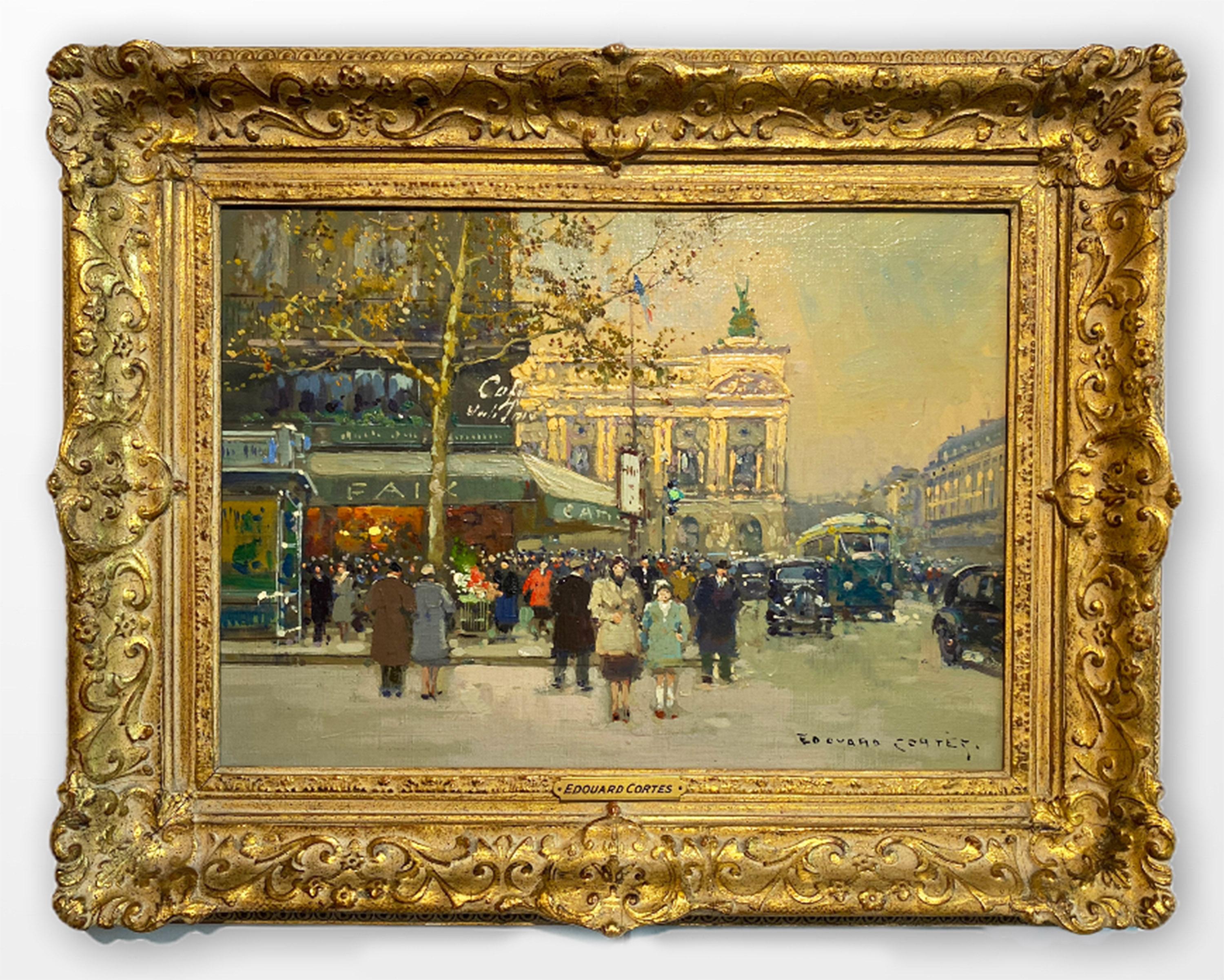 Cafe de la Paix, Paris - Painting by Édouard Leon Cortès