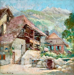 Chalets - Talloires - Impressionist Oil, Landscape by Edouard Leon Cortes