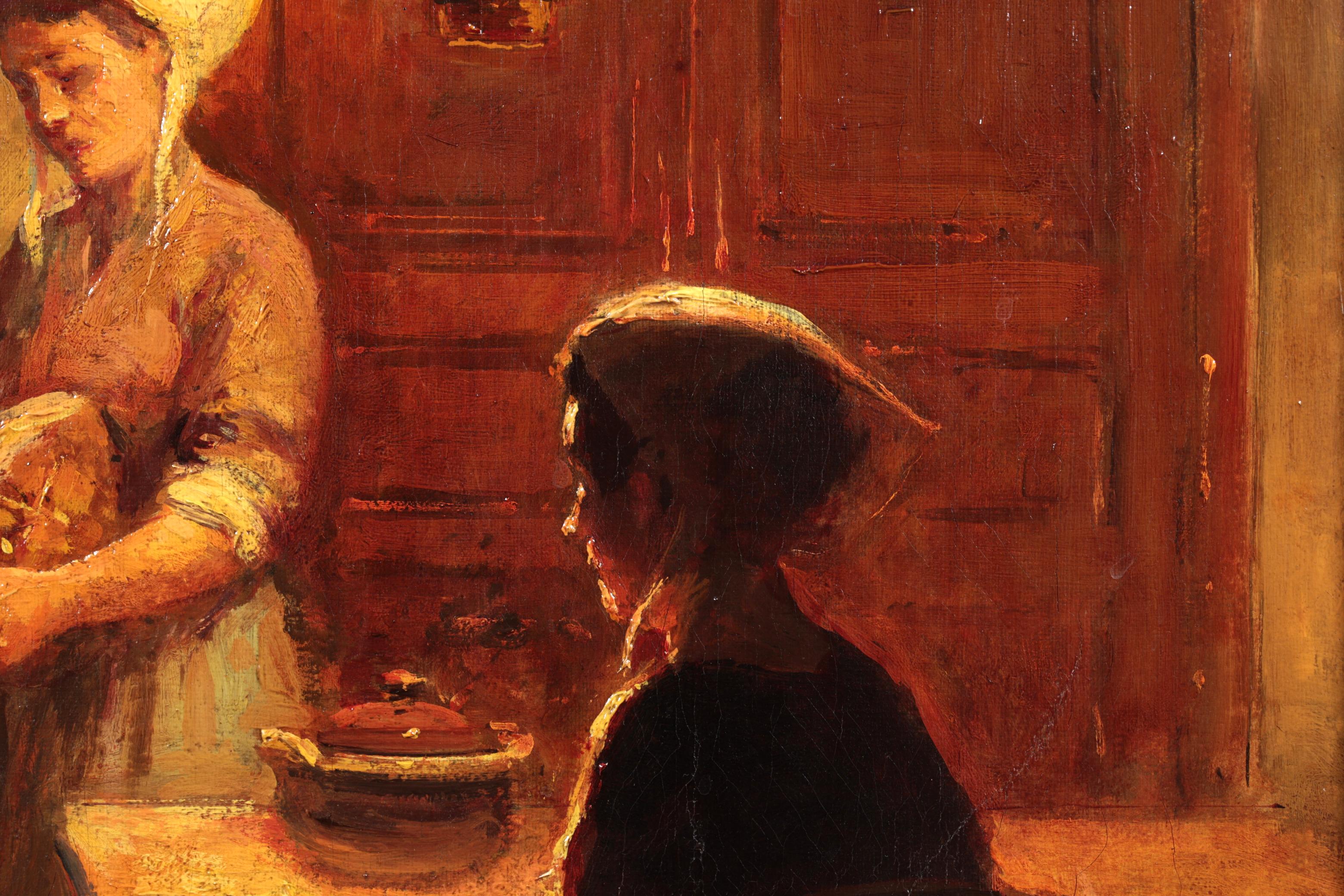 Früher Abend – Bretagne – Impressionistisches Interieur-Ölgemälde von Edouard Cortes im Angebot 6