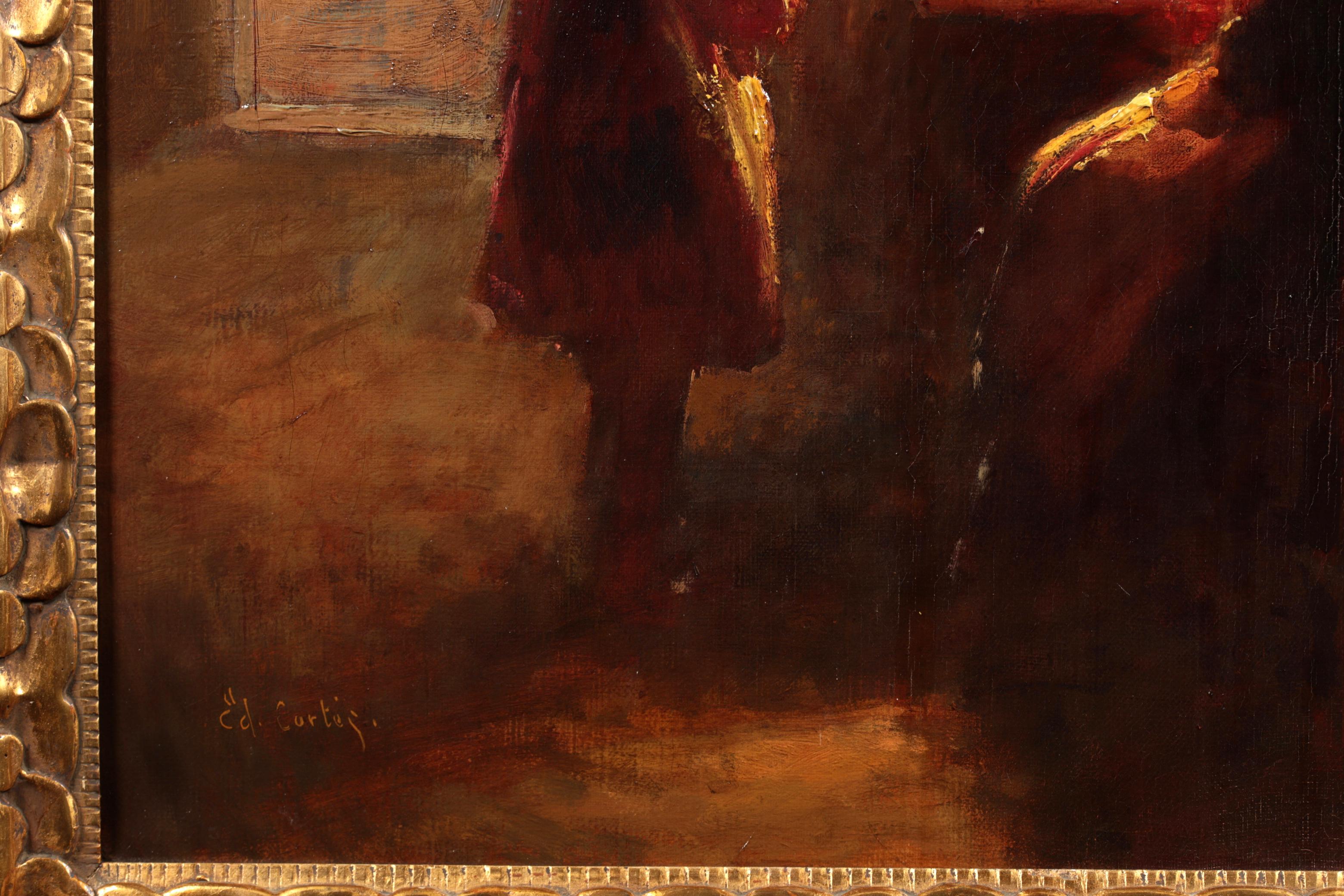 Peinture à l'huile impressionniste d'intérieur - Début de soirée - Bretagne par Edouard Cortes en vente 2