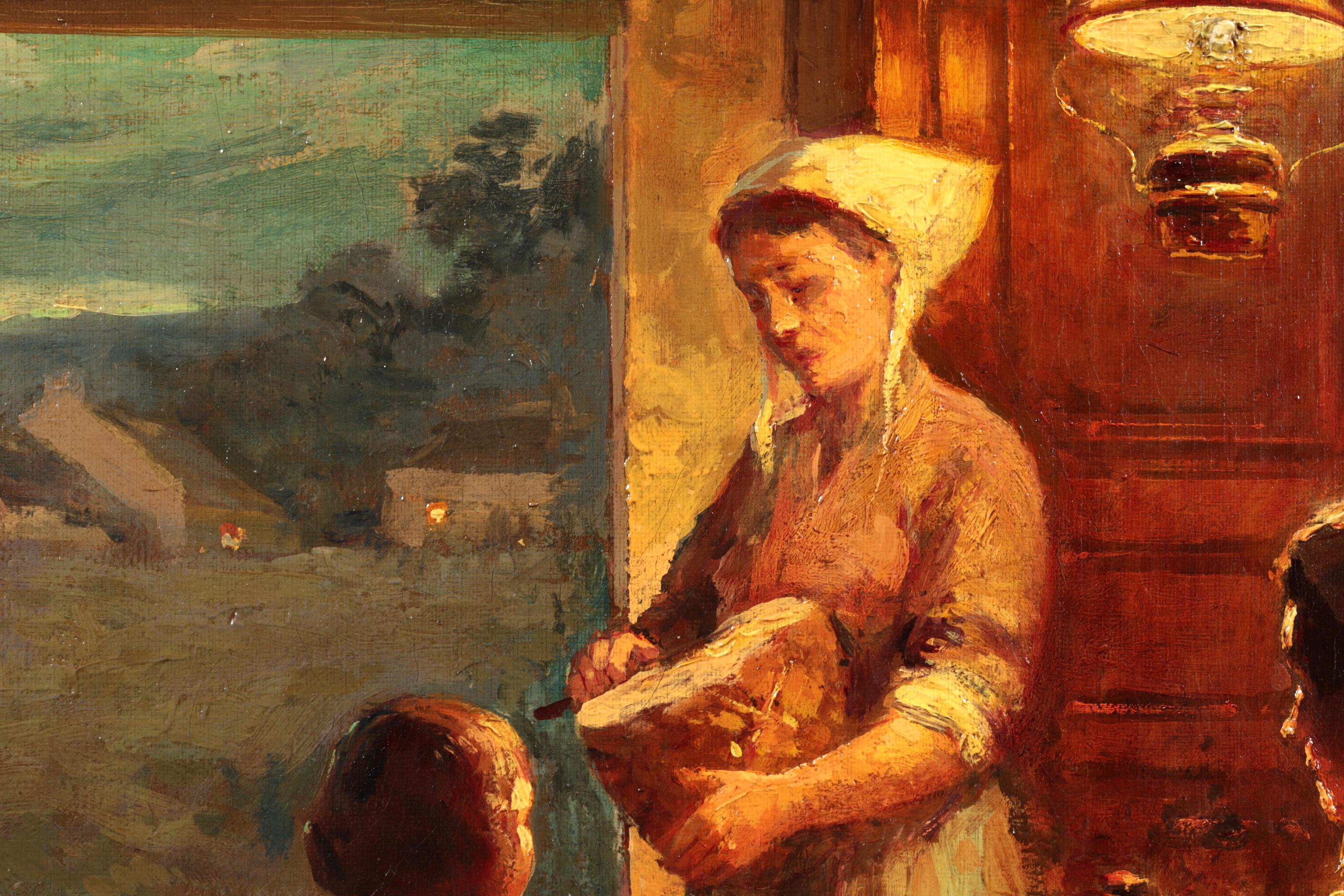 Früher Abend – Bretagne – Impressionistisches Interieur-Ölgemälde von Edouard Cortes im Angebot 5