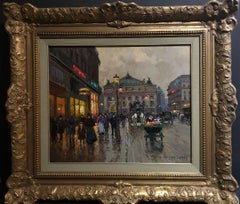 Edouard-Leon Cortes, "Paris Opera" Oil on Canvas  18 x 21 Large