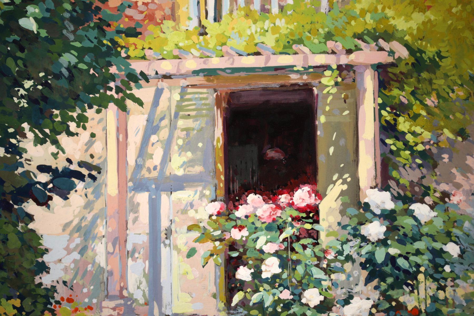 Jardin à fleurs - Gouache impressionniste française, paysage d'Edouard Cortes en vente 2