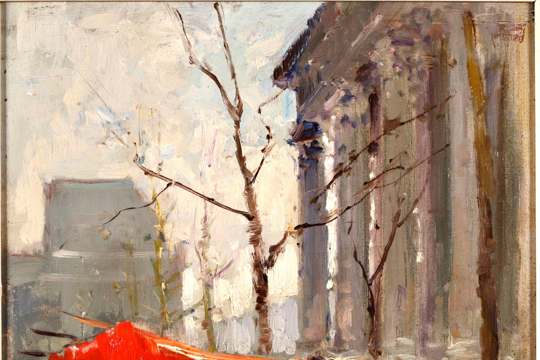 Marché aux fleurs - Huile impressionniste:: Figures dans un paysage urbain par Edouard Cortès - Impressionnisme Painting par Édouard Leon Cortès