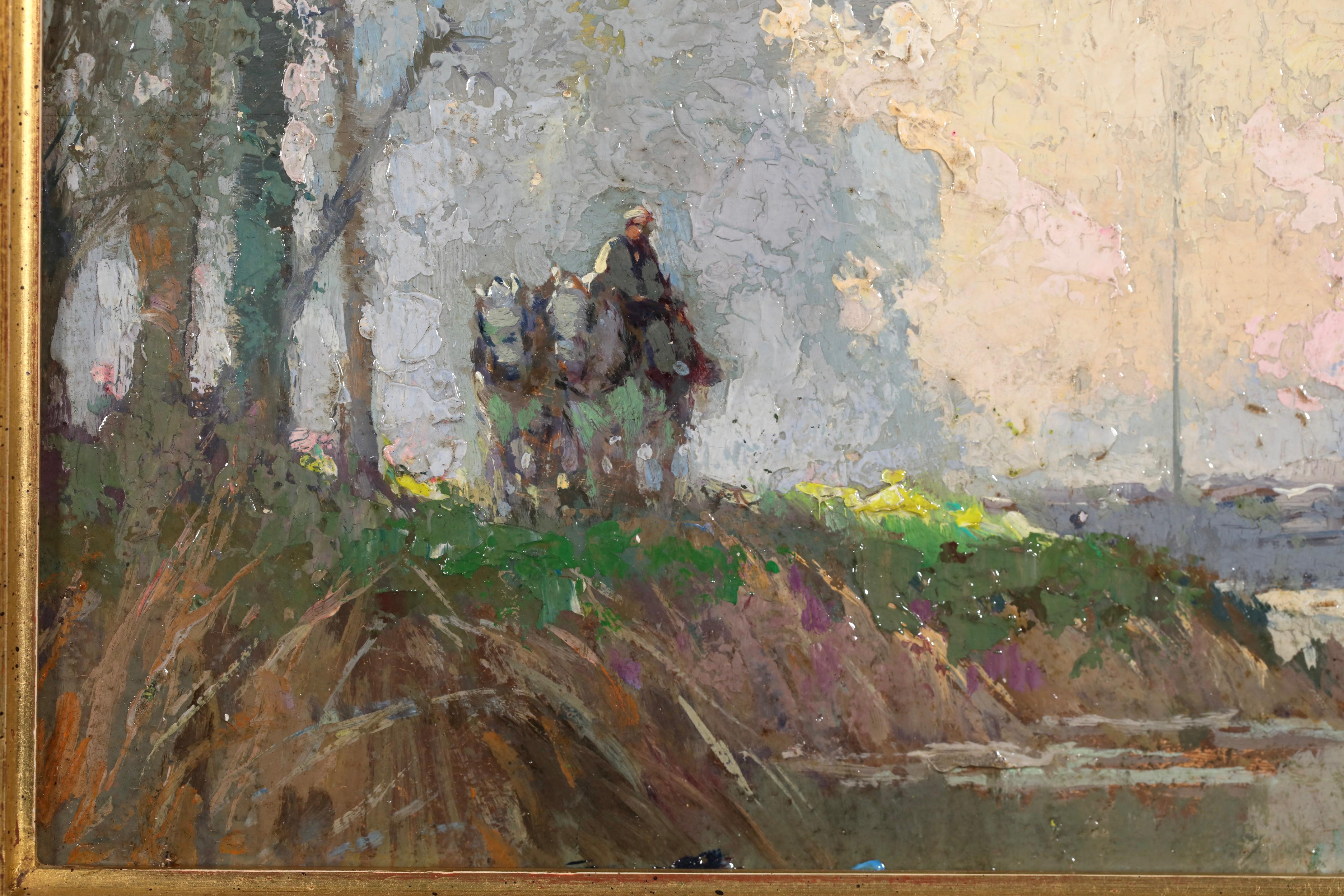 Impression de Brume - Figura impresionista en paisaje Óleo de Edouard Cortes en venta 5