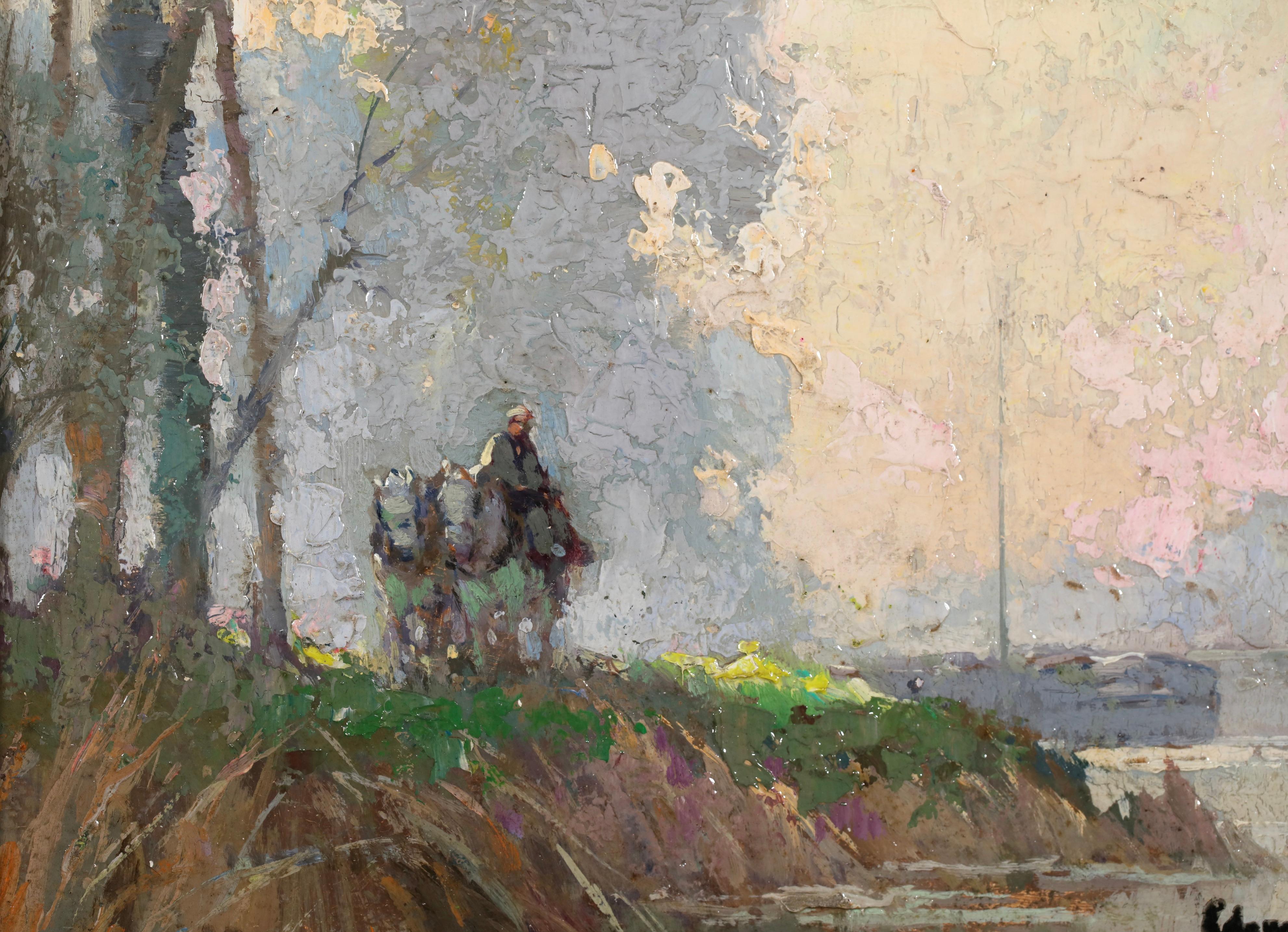Impression de Brume - Figura impresionista en paisaje Óleo de Edouard Cortes en venta 6