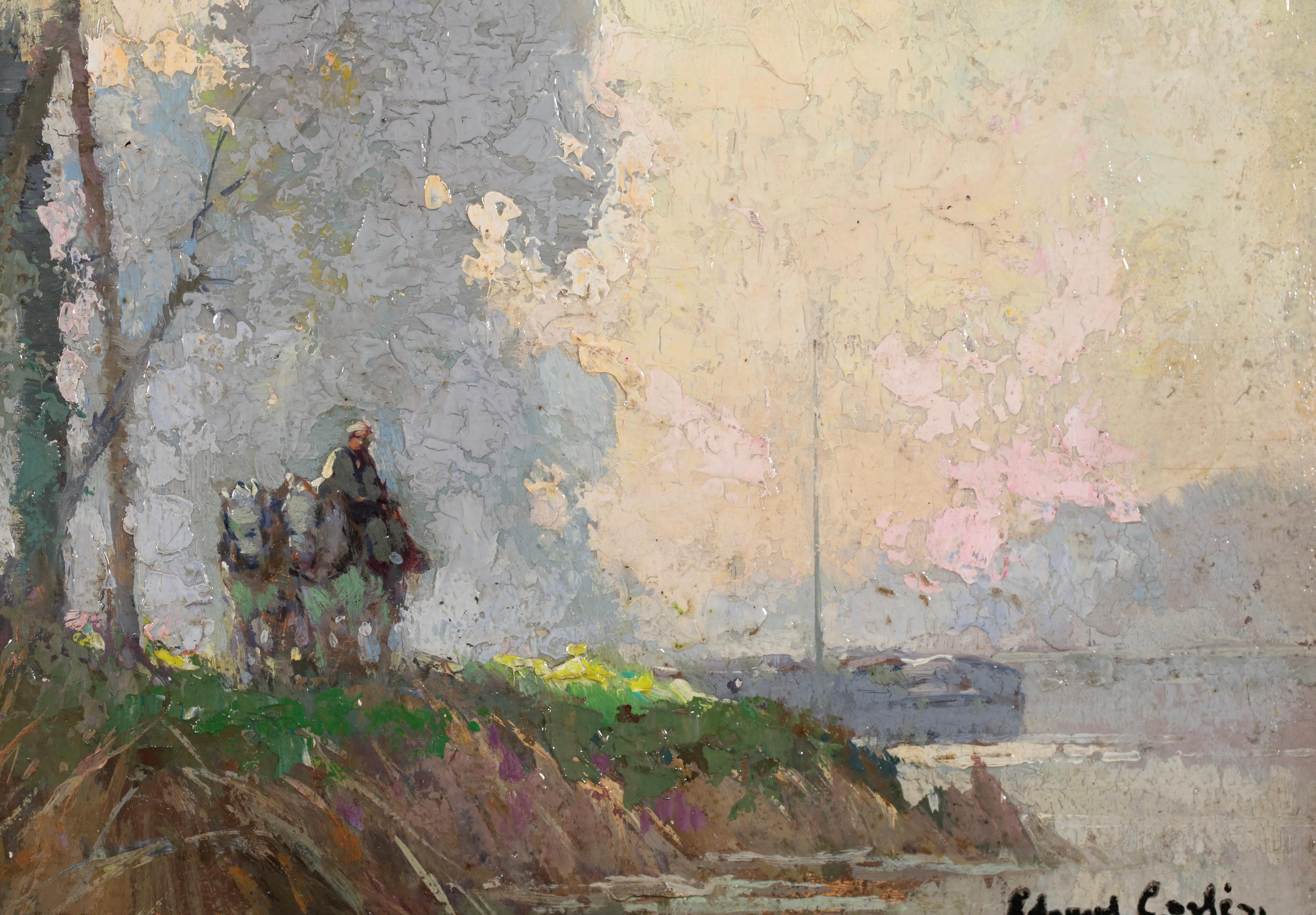 Impression de Brume - Figura impresionista en paisaje Óleo de Edouard Cortes en venta 7