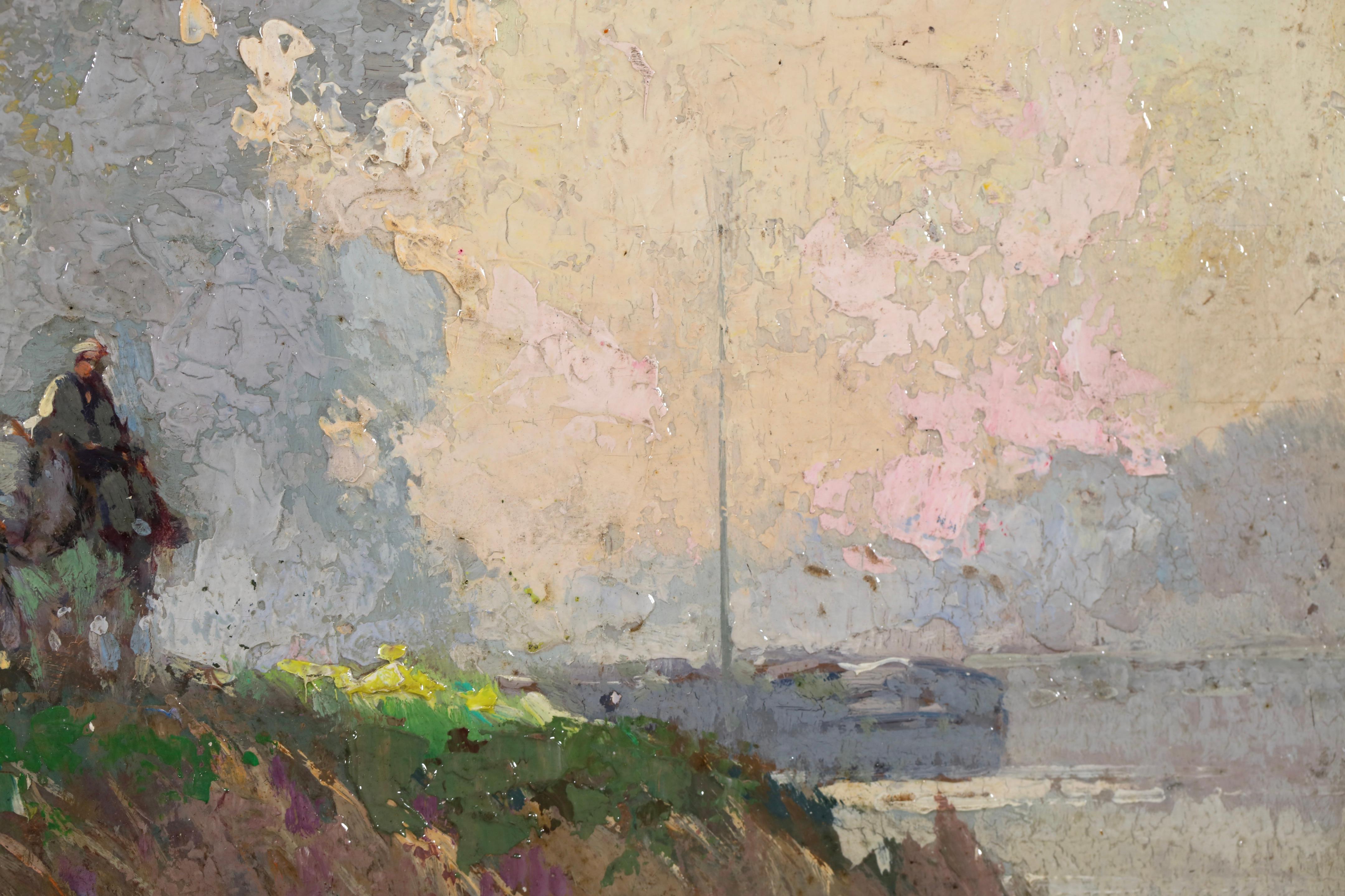 Impression de Brume - Figura impresionista en paisaje Óleo de Edouard Cortes en venta 1