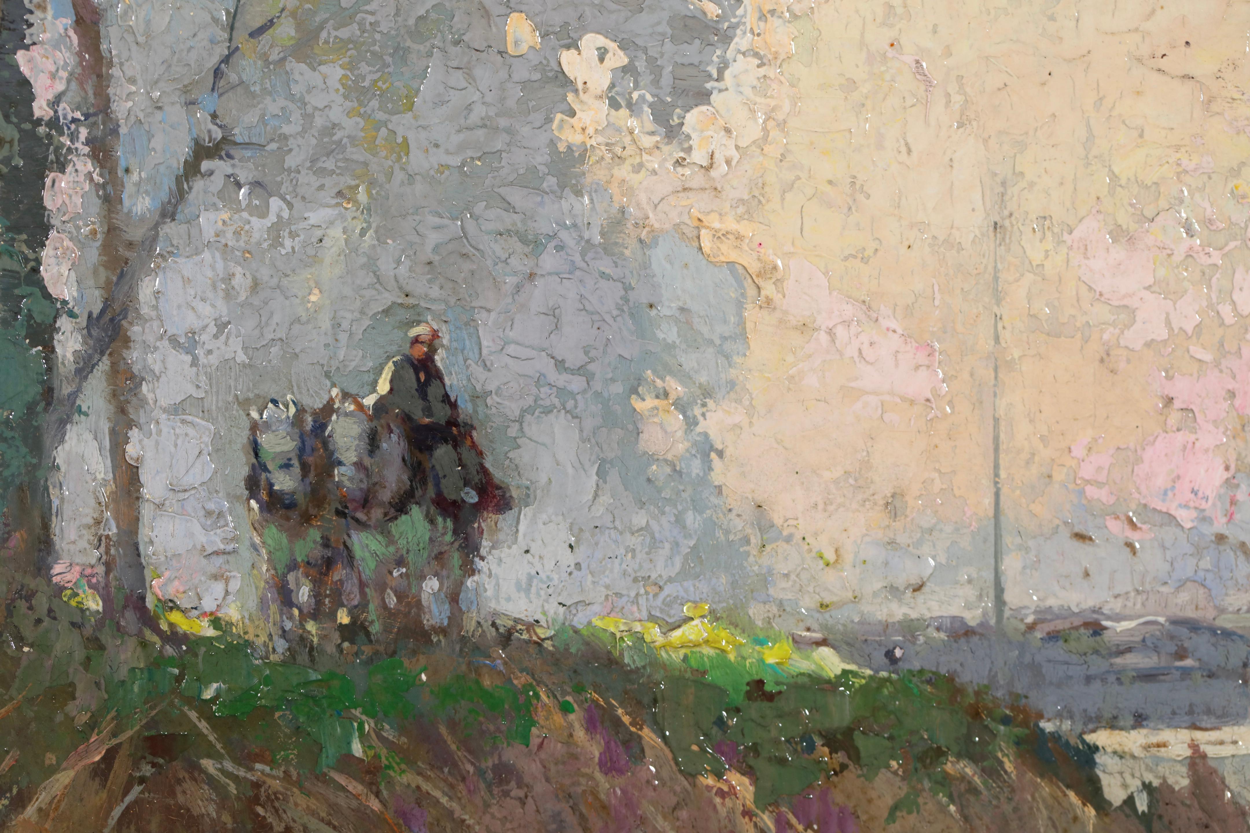 Impression de Brume - Figura impresionista en paisaje Óleo de Edouard Cortes en venta 2