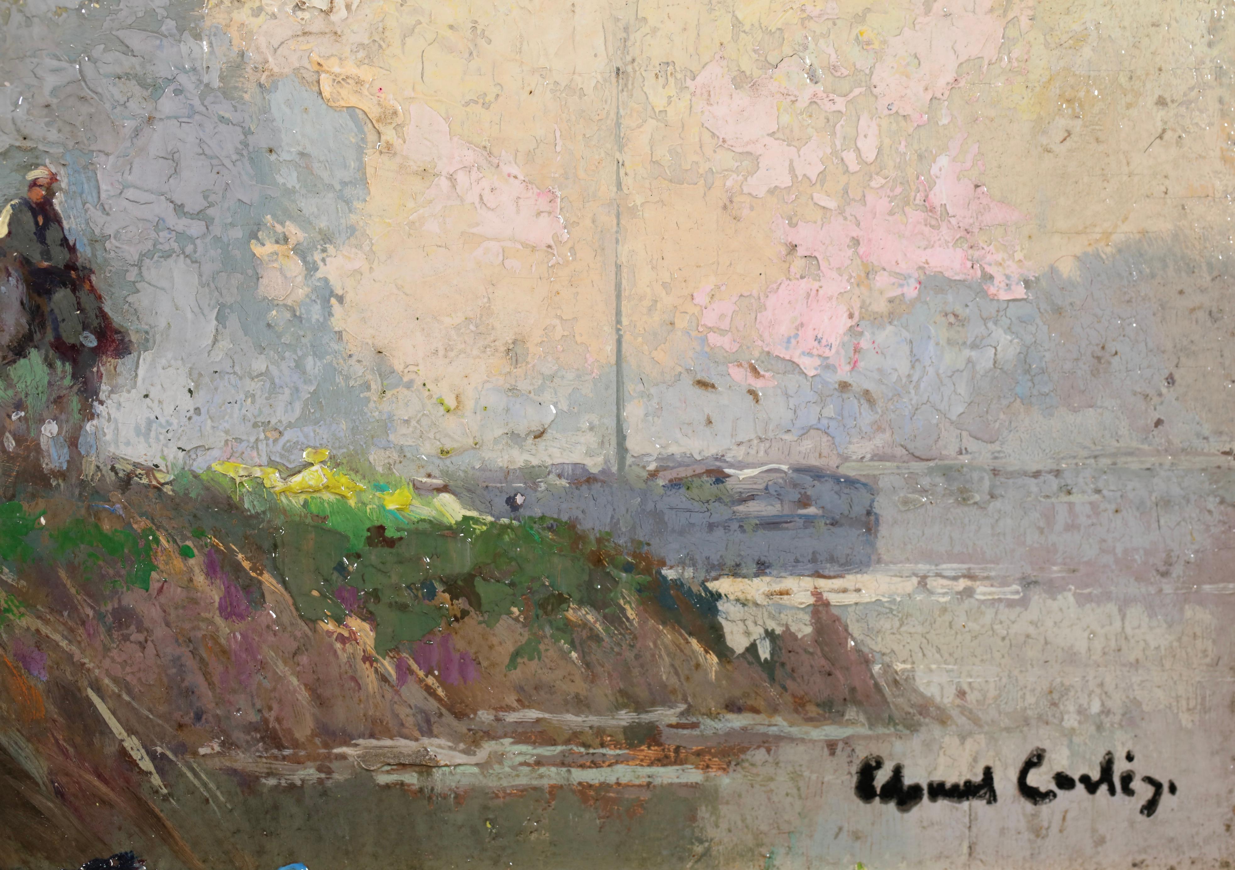 Impression de Brume - Figura impresionista en paisaje Óleo de Edouard Cortes en venta 3