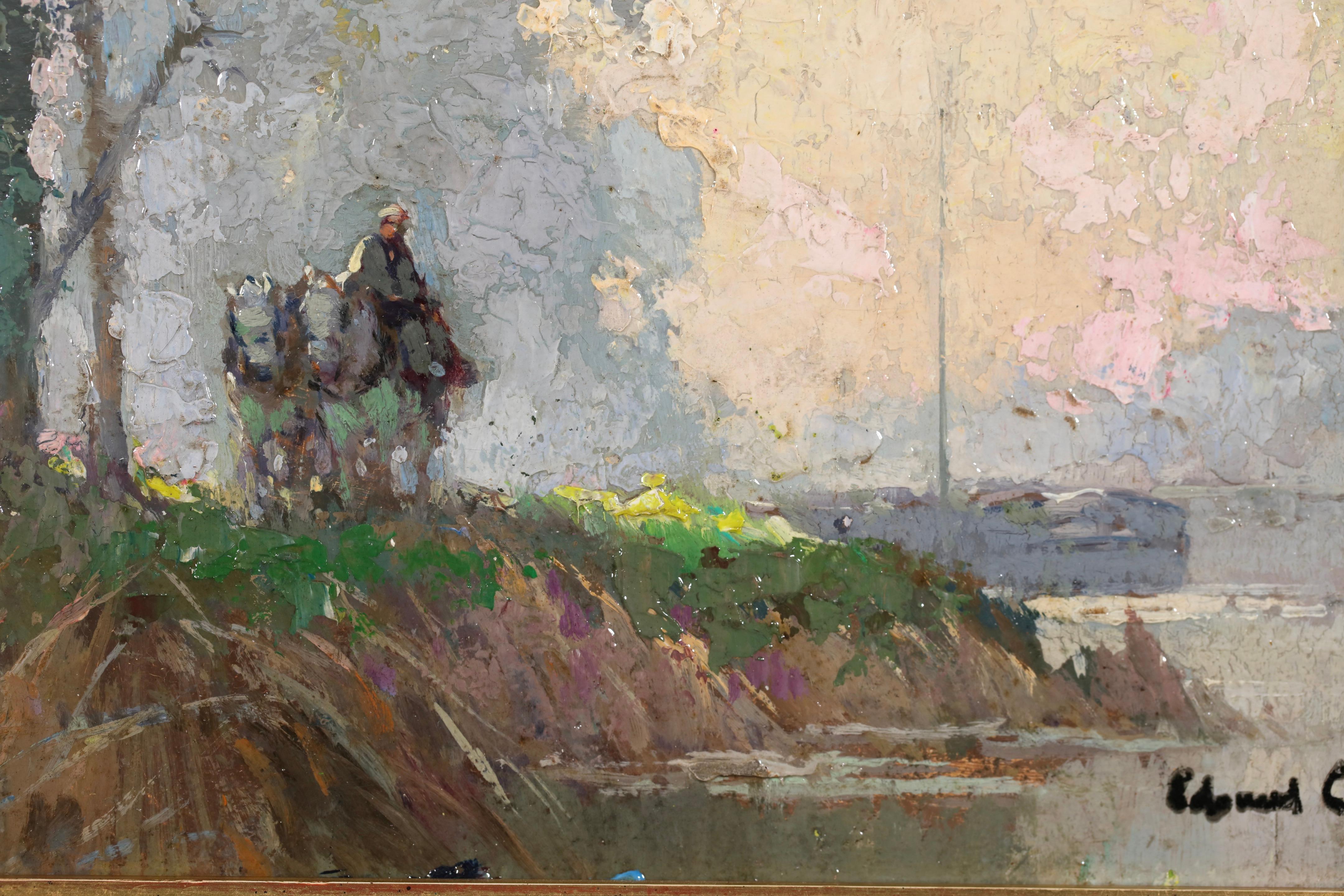 Impression de Brume - Figura impresionista en paisaje Óleo de Edouard Cortes en venta 4