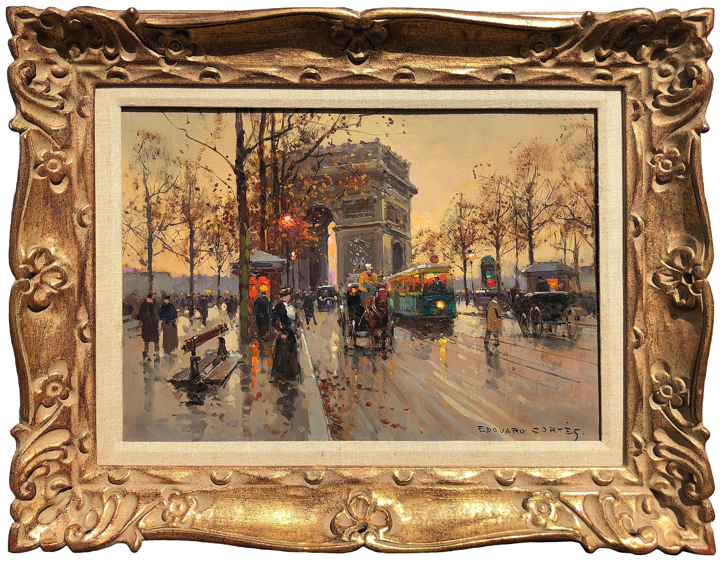 L'Arc de Triomphe aux Crepuscule  - Painting by Édouard Leon Cortès