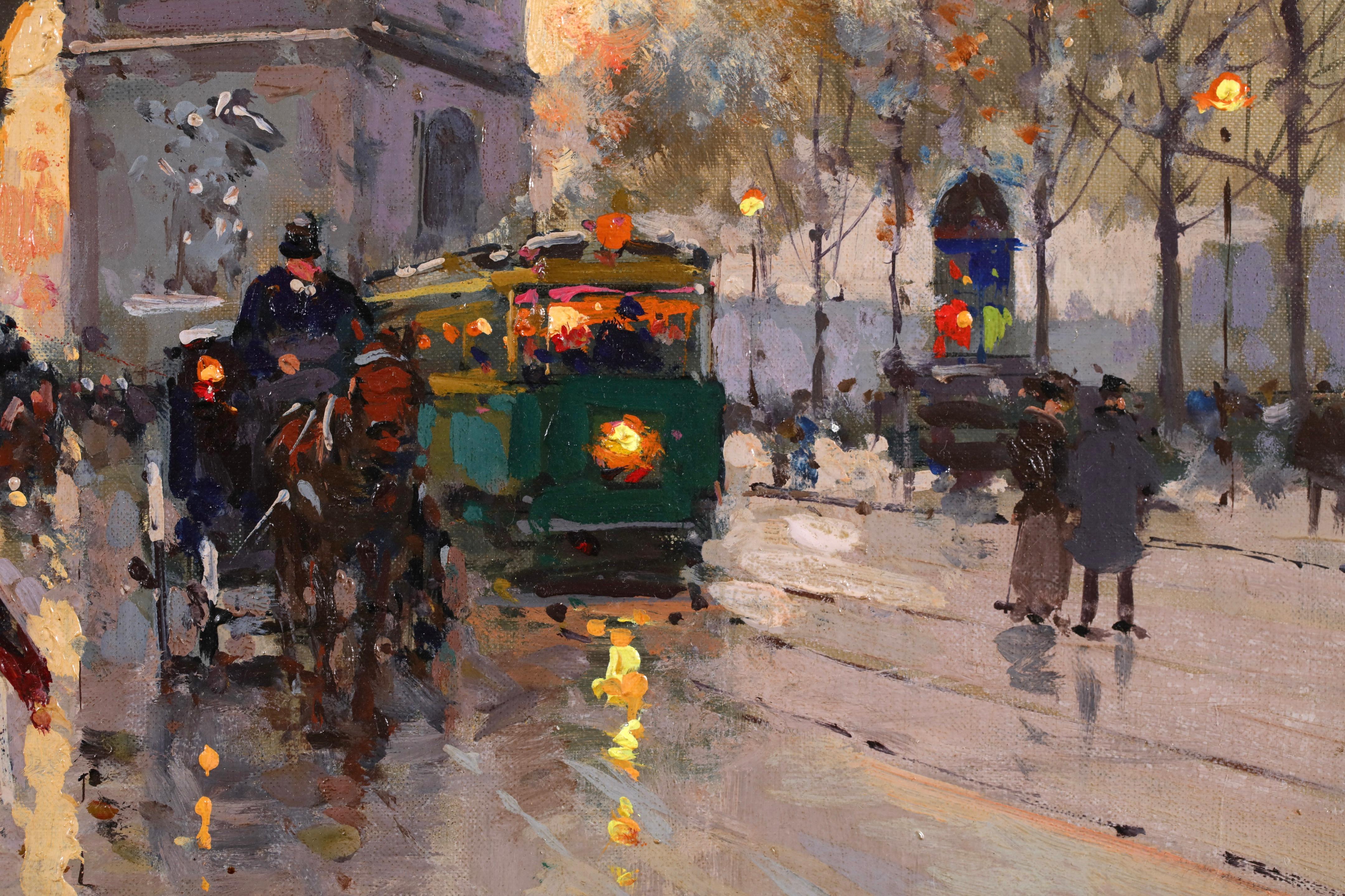 L'Arc de Triomphe - Le Soir - Impressionist Landscape Oil by Edouard Cortes (Impressionismus), Painting, von Édouard Leon Cortès
