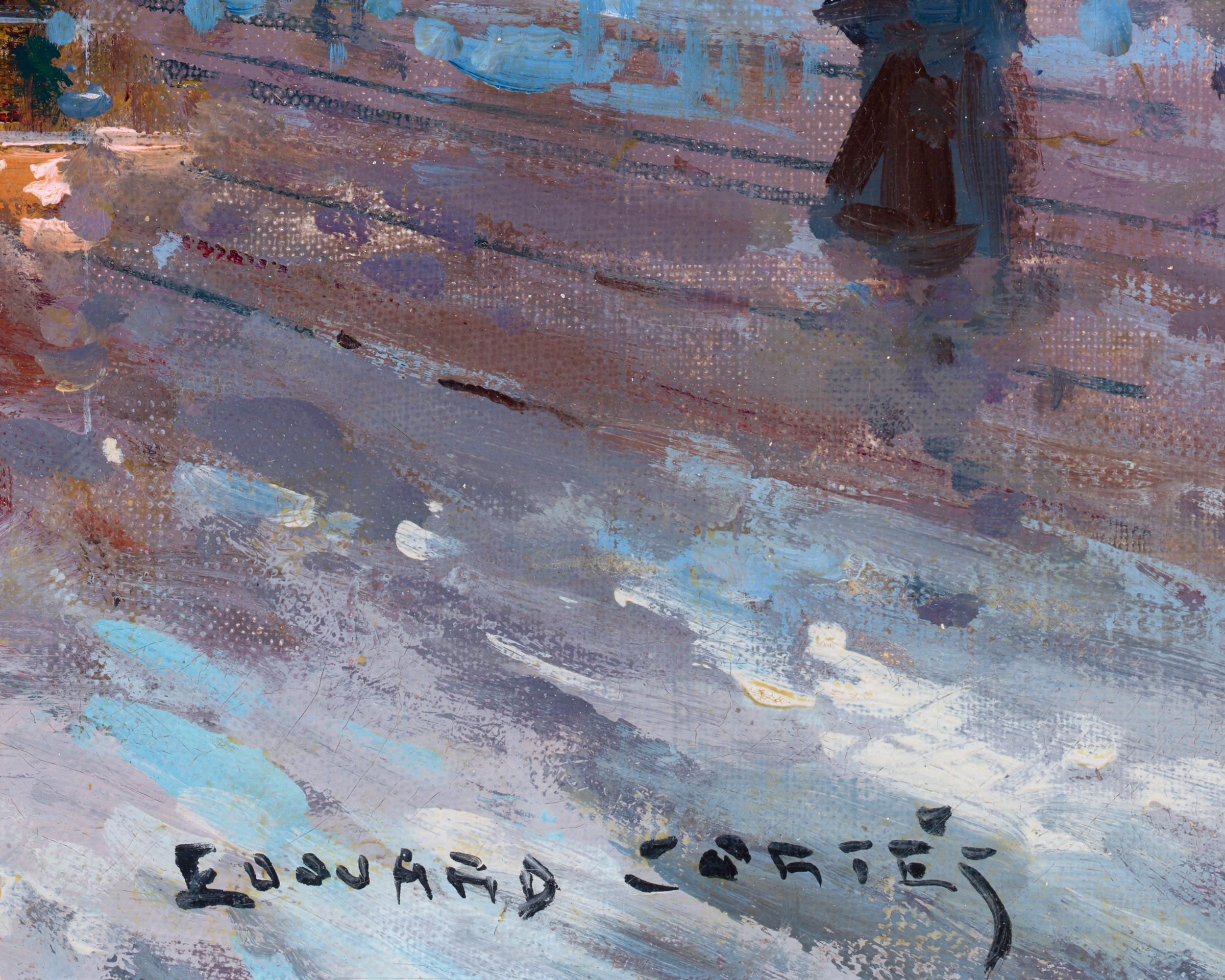 L'Arc de Triomphe:: hiver - Post-impressionnisme Painting par Édouard Leon Cortès