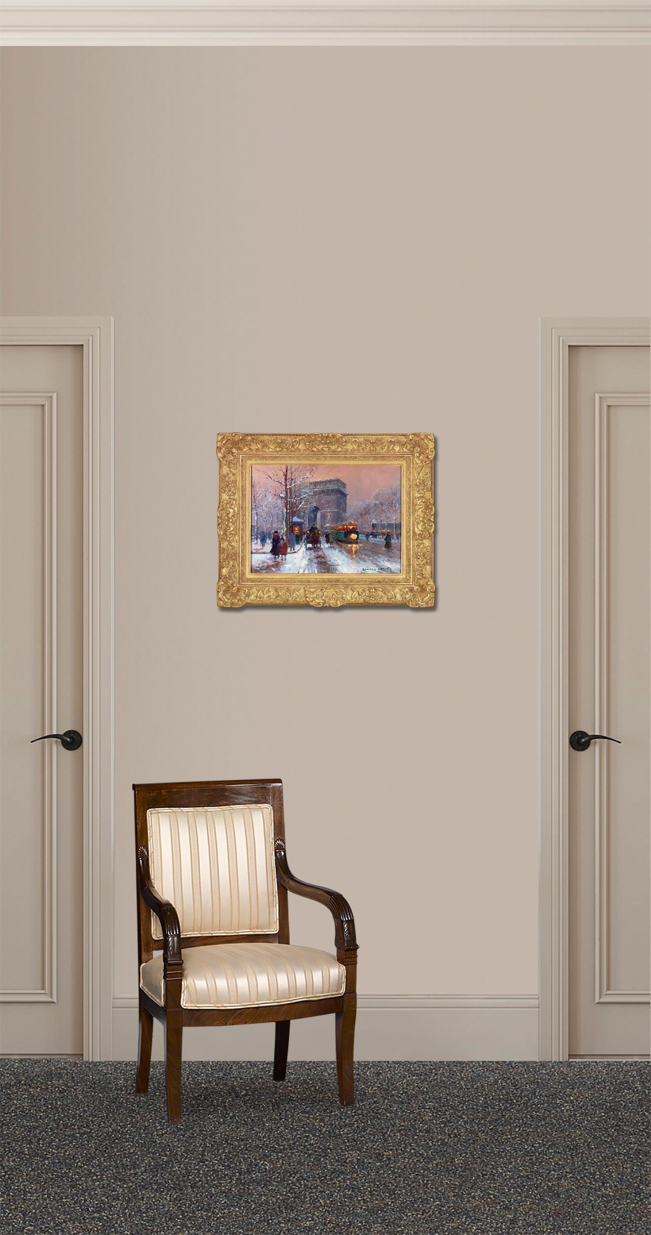 L'artiste français Edouard Léon Cortès est célèbre pour ses toiles qui représentent les grands boulevards et les arcades de Paris. Le sujet de cette huile est le légendaire Arc de Triomphe:: l'un des points de repère les plus reconnaissables de