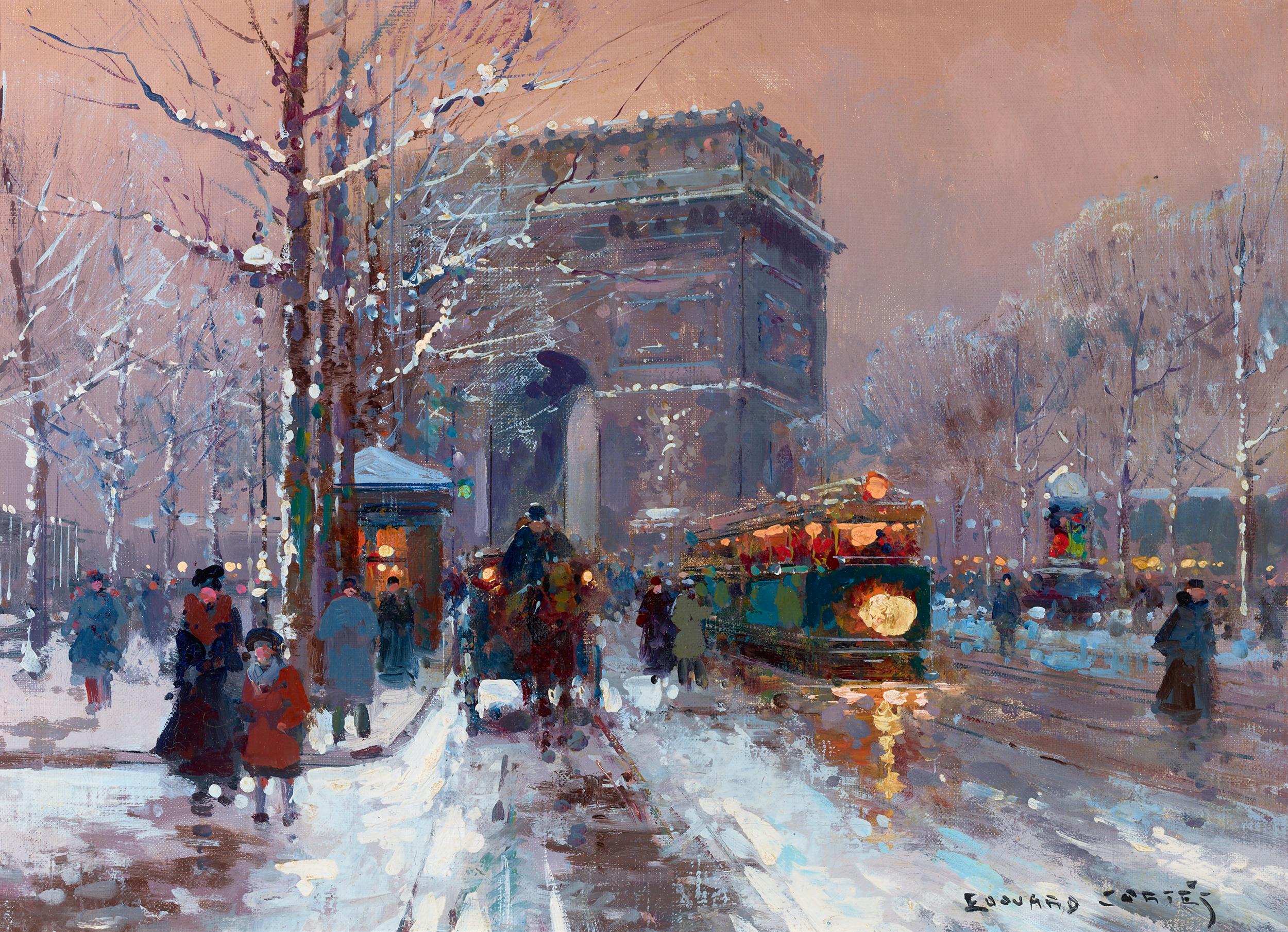 Landscape Painting Édouard Leon Cortès - L'Arc de Triomphe:: hiver