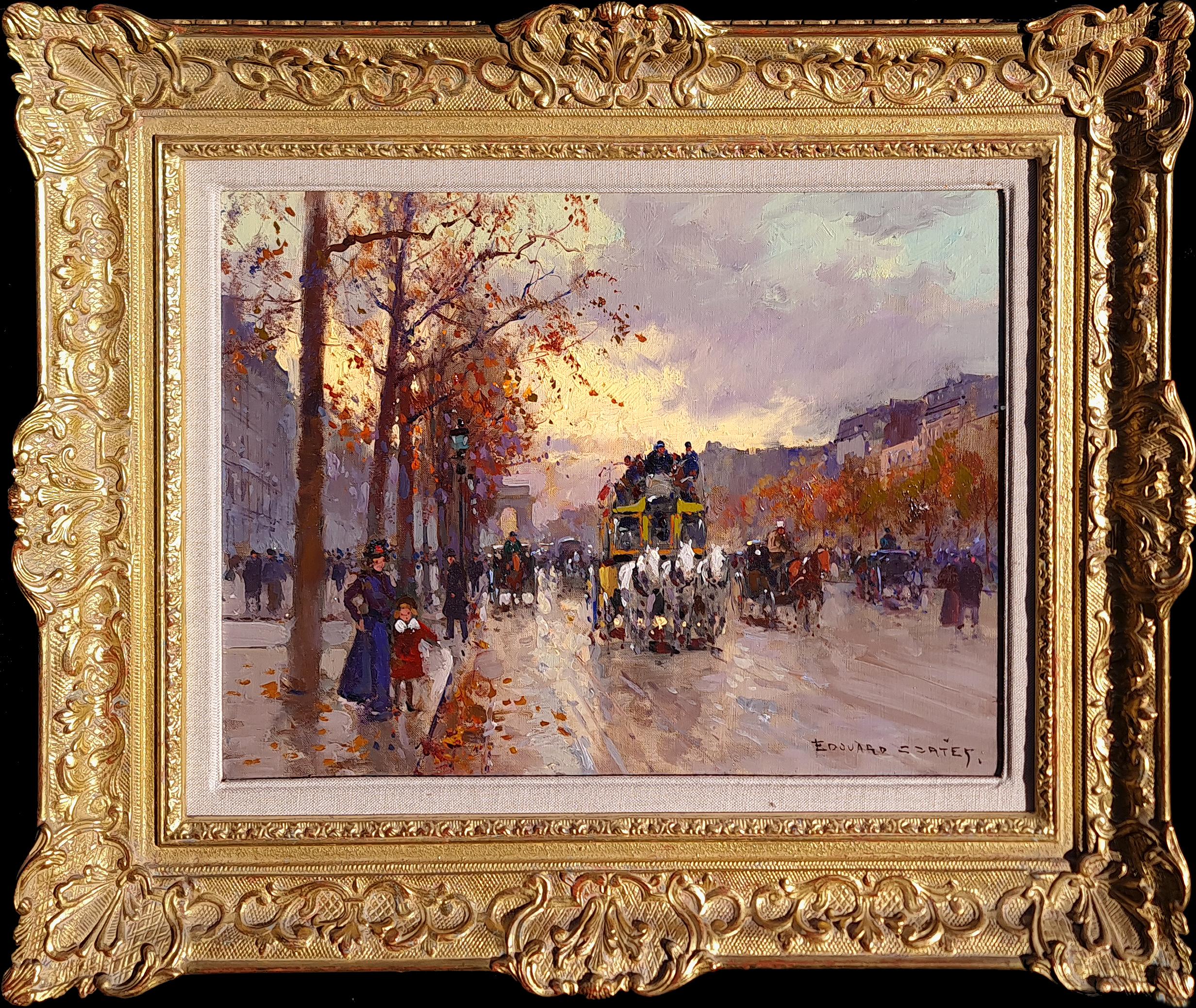Édouard Leon Cortès Landscape Painting - L'avenue Des Champs-élysees au Crepuscule