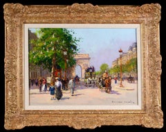 L'avenue des Champs-Elysees - Olio figurativo impressionista di Edouard Cortes