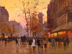 Le Cafe Briard - París - Óleo Impresionista Figuras en Paisaje - Edouard Cortes