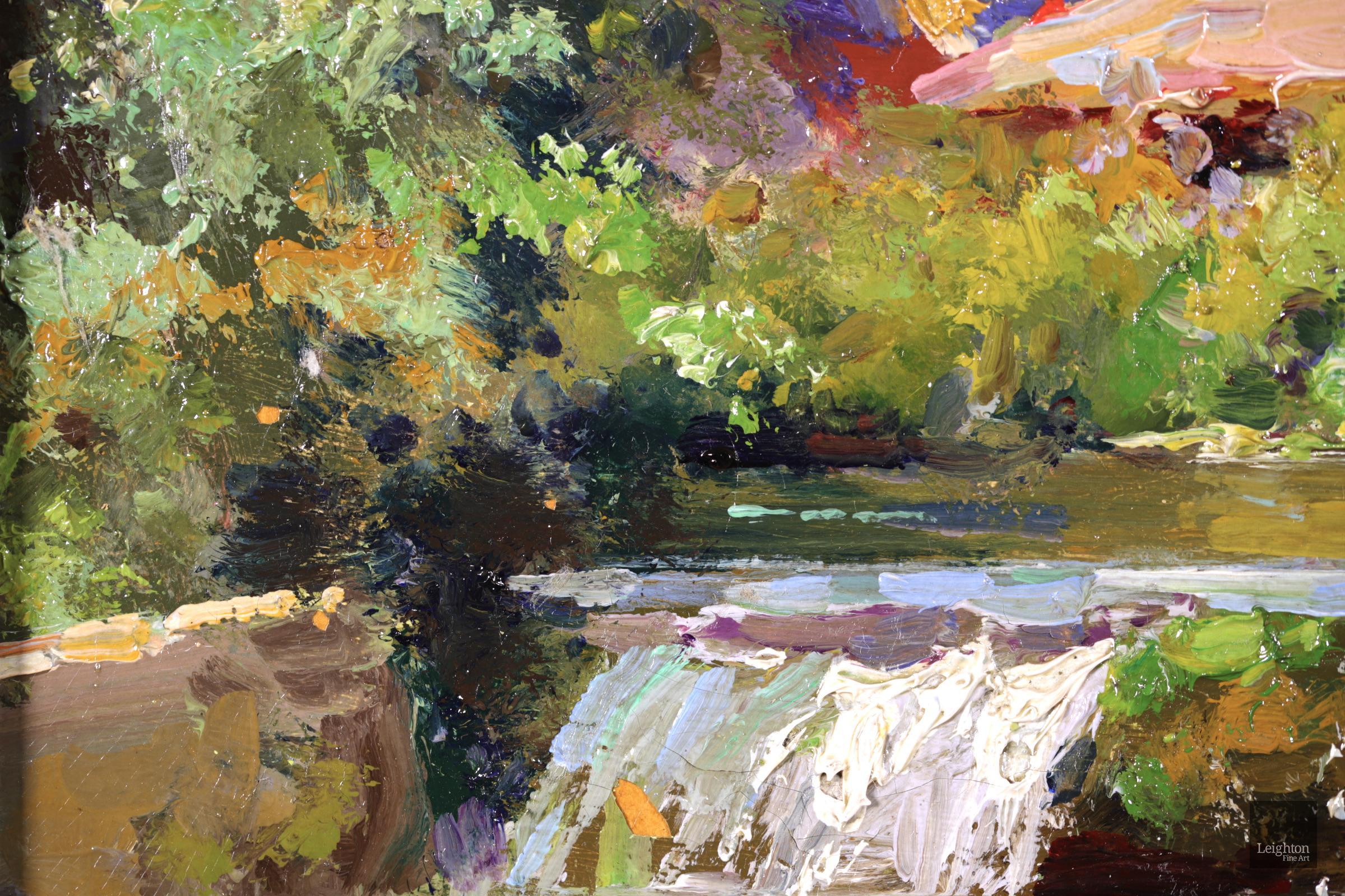 Le Moulin de Verneuil - Impressionist Oil, River Landscape by Edouard Cortes 3
