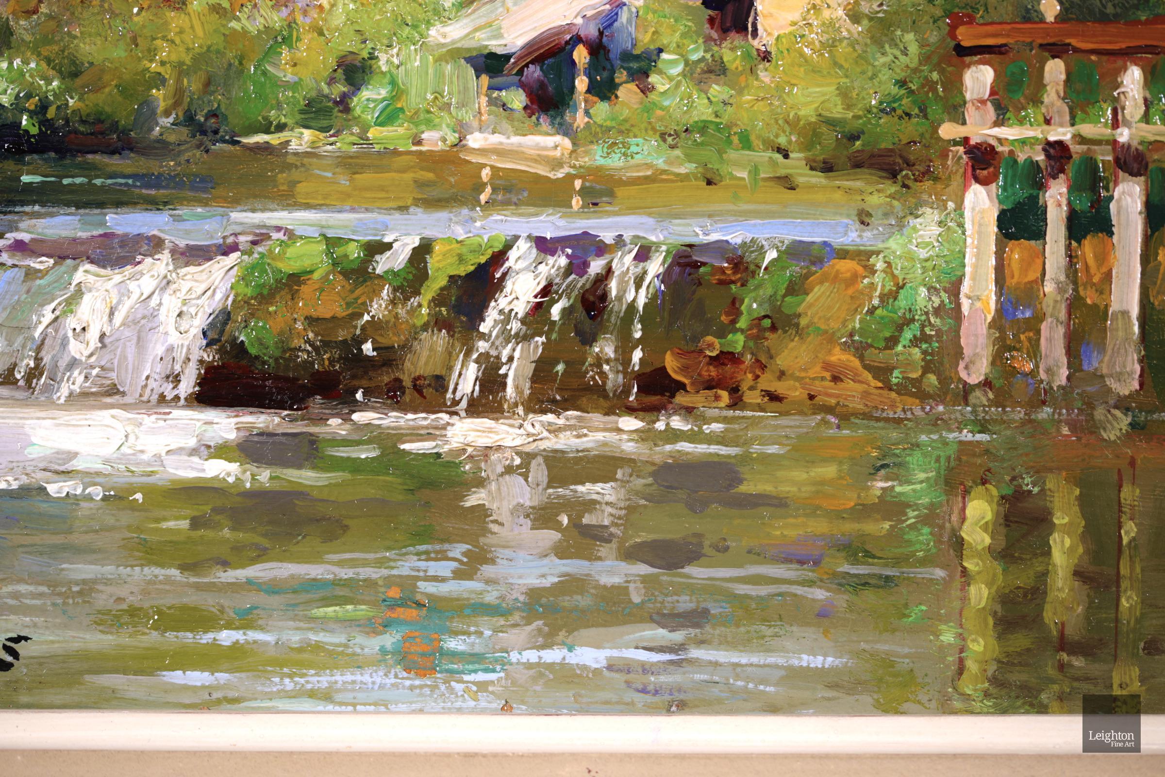 Le Moulin de Verneuil - Impressionist Oil, River Landscape by Edouard Cortes 1