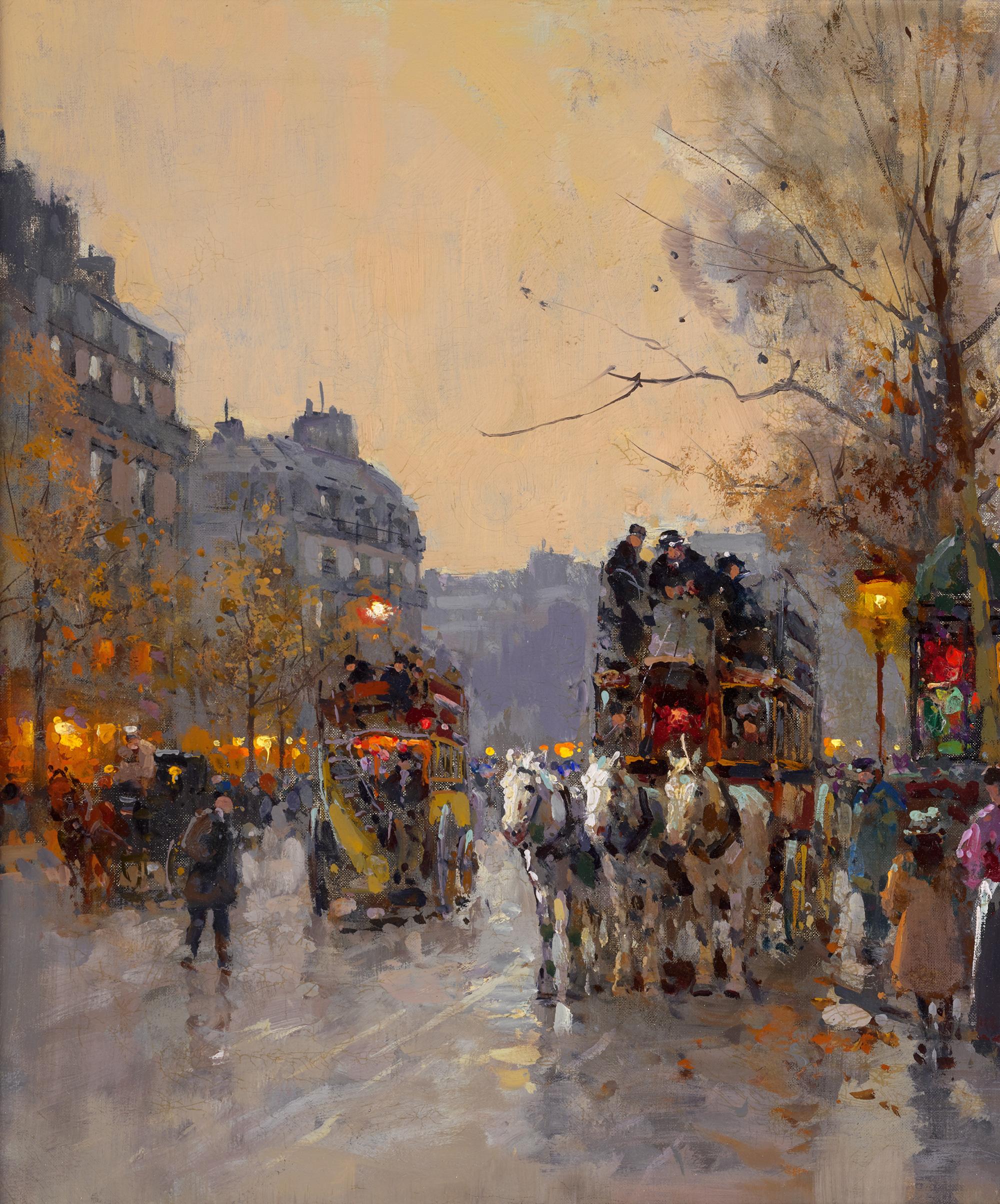 Le Terminus Madeleine-Bastille À Paris By Edouard Léon Cortès - Post-Impressionist Painting by Édouard Leon Cortès